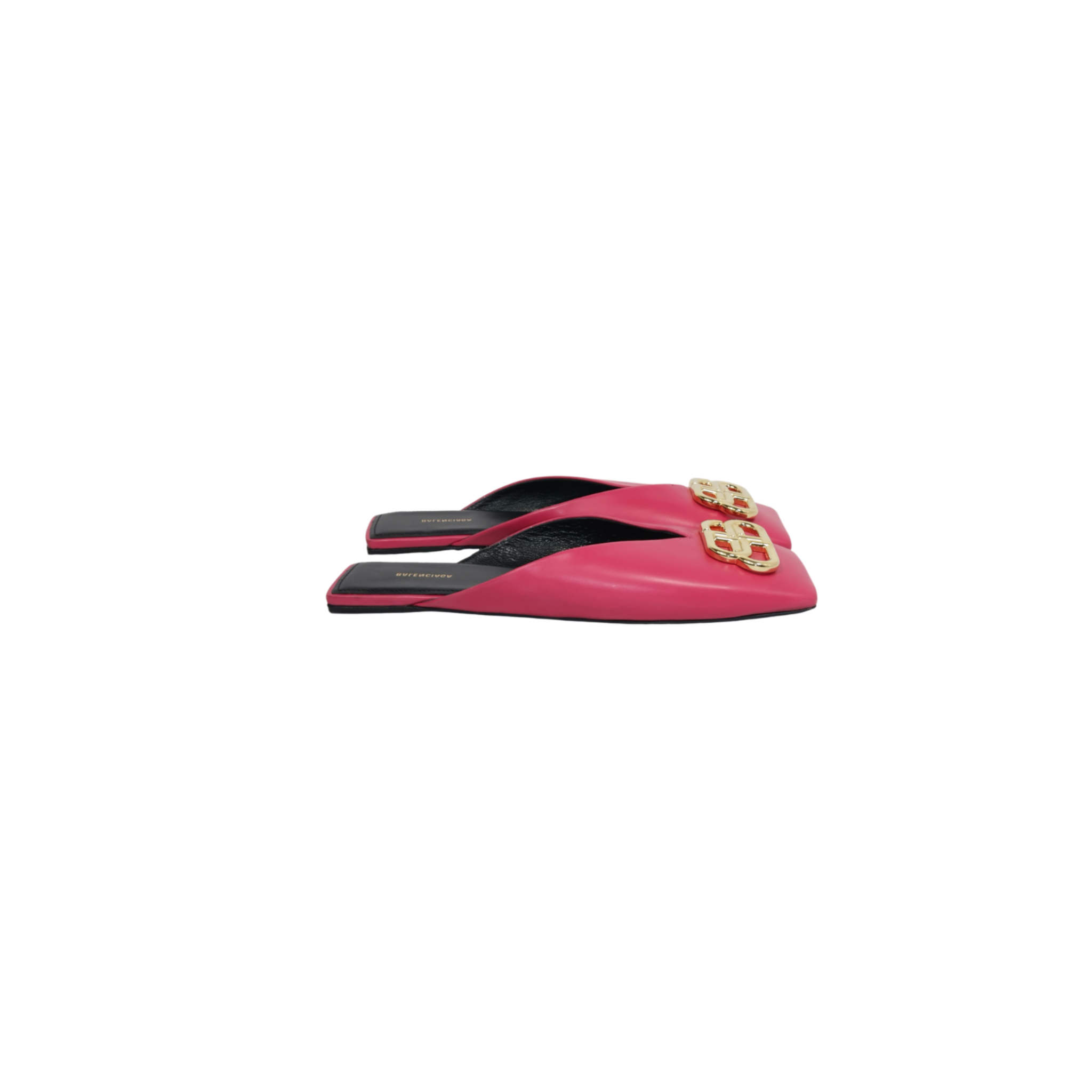 Balenciaga Pink Leather BB Buckle Mules (EU37)