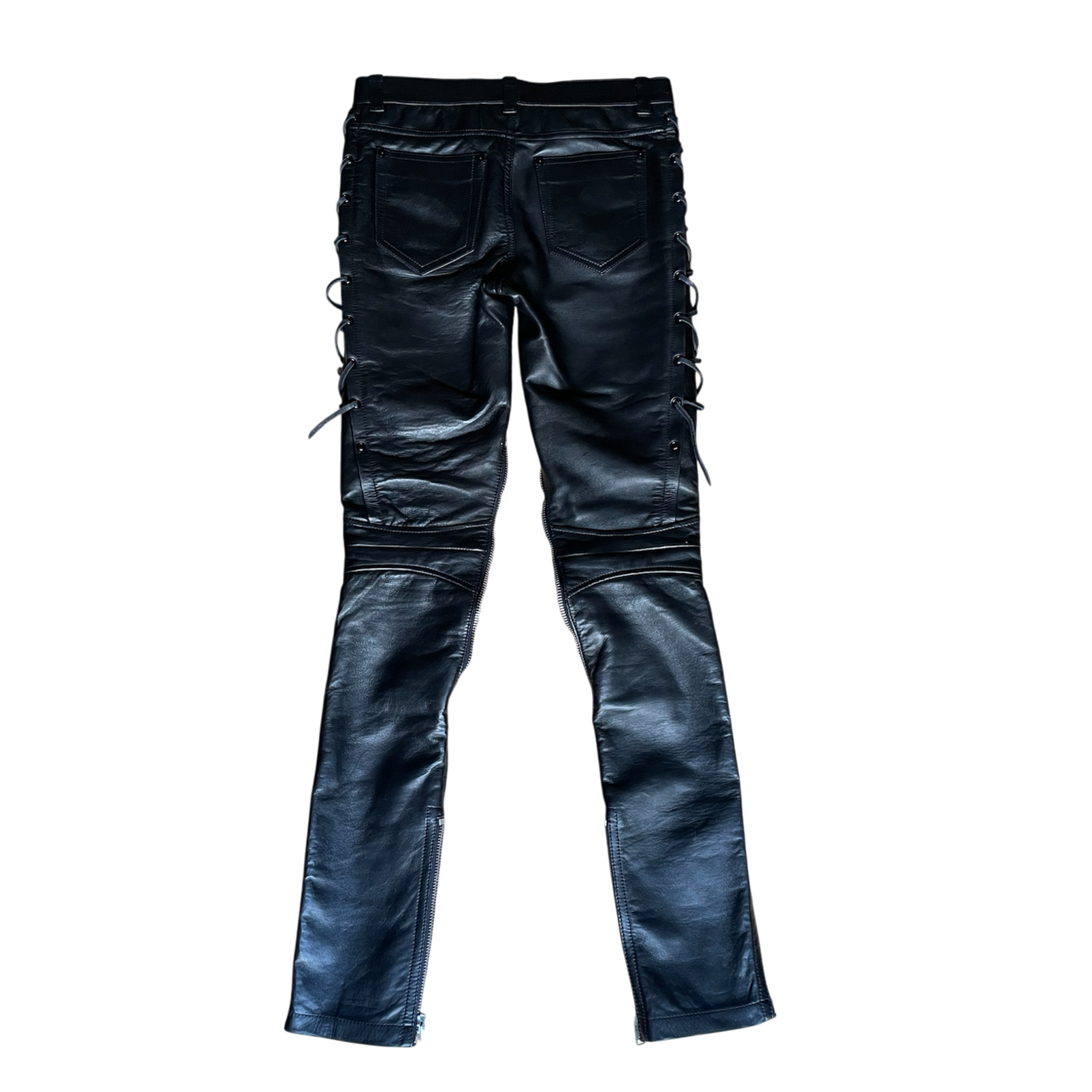 Saint Laurent Lace-Up Biker Leather Trousers by Heidi Slimane 2013 - Brand New