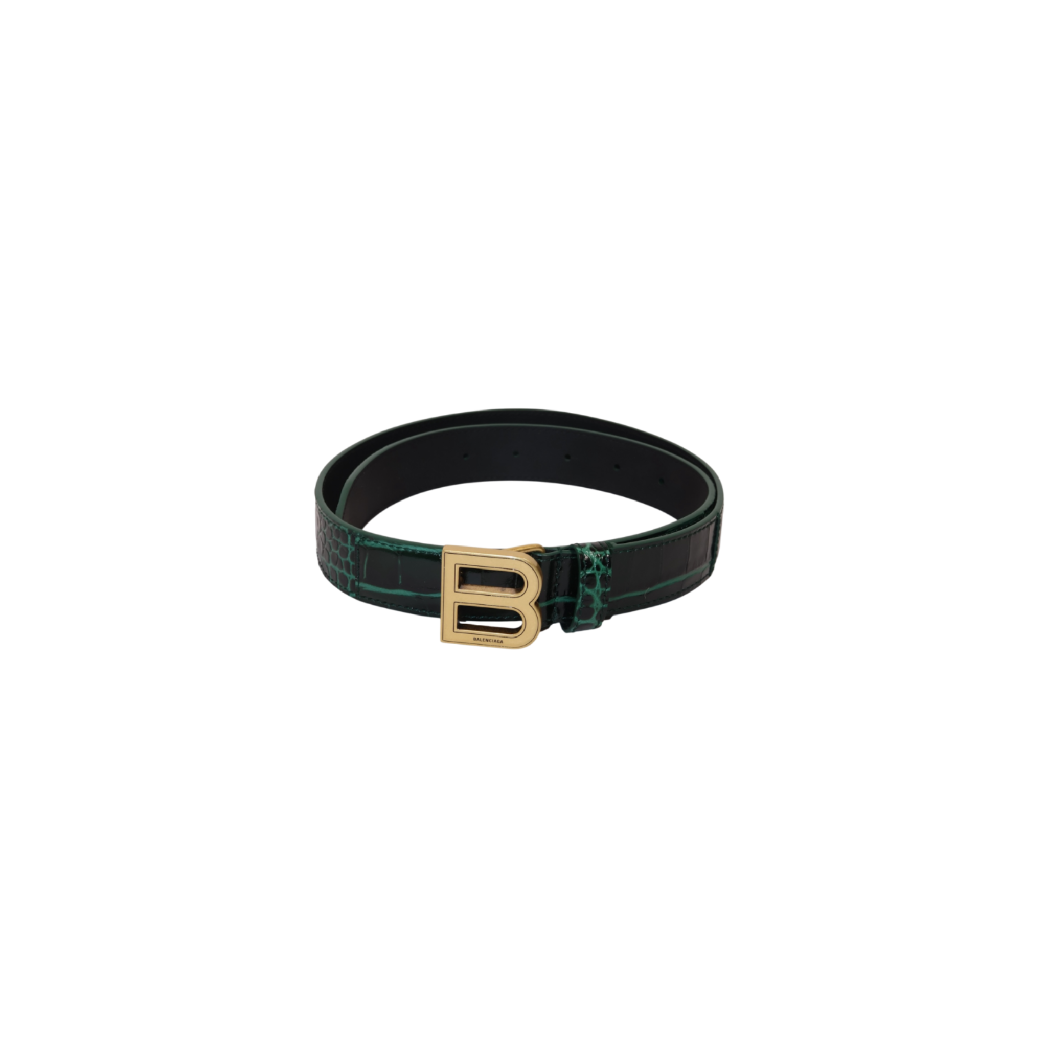 Balenciaga Hourglass Green Croc-Embossed Leather Belt (75)