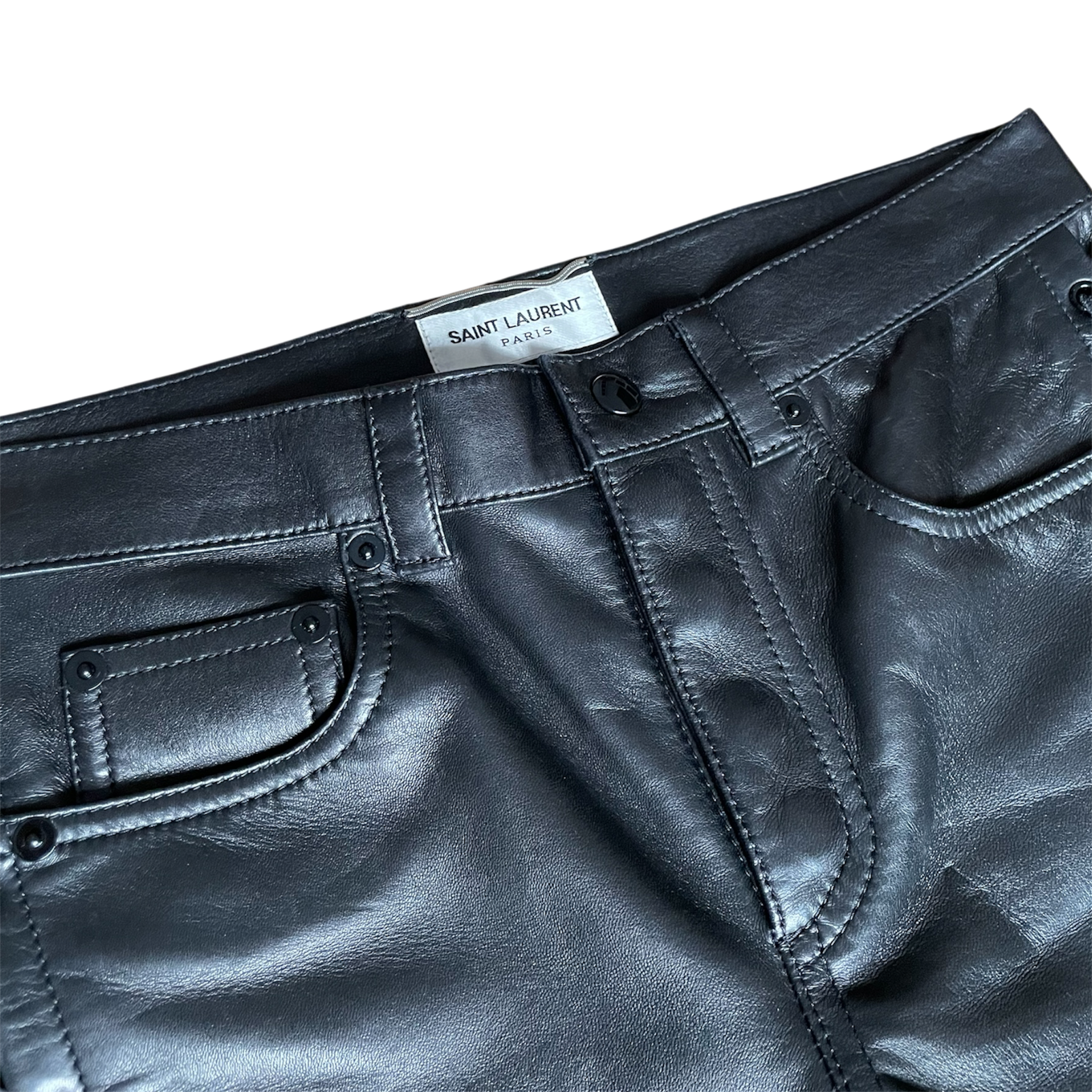 Saint Laurent Lace-Up Biker Leather Trousers by Heidi Slimane 2013 - Brand New