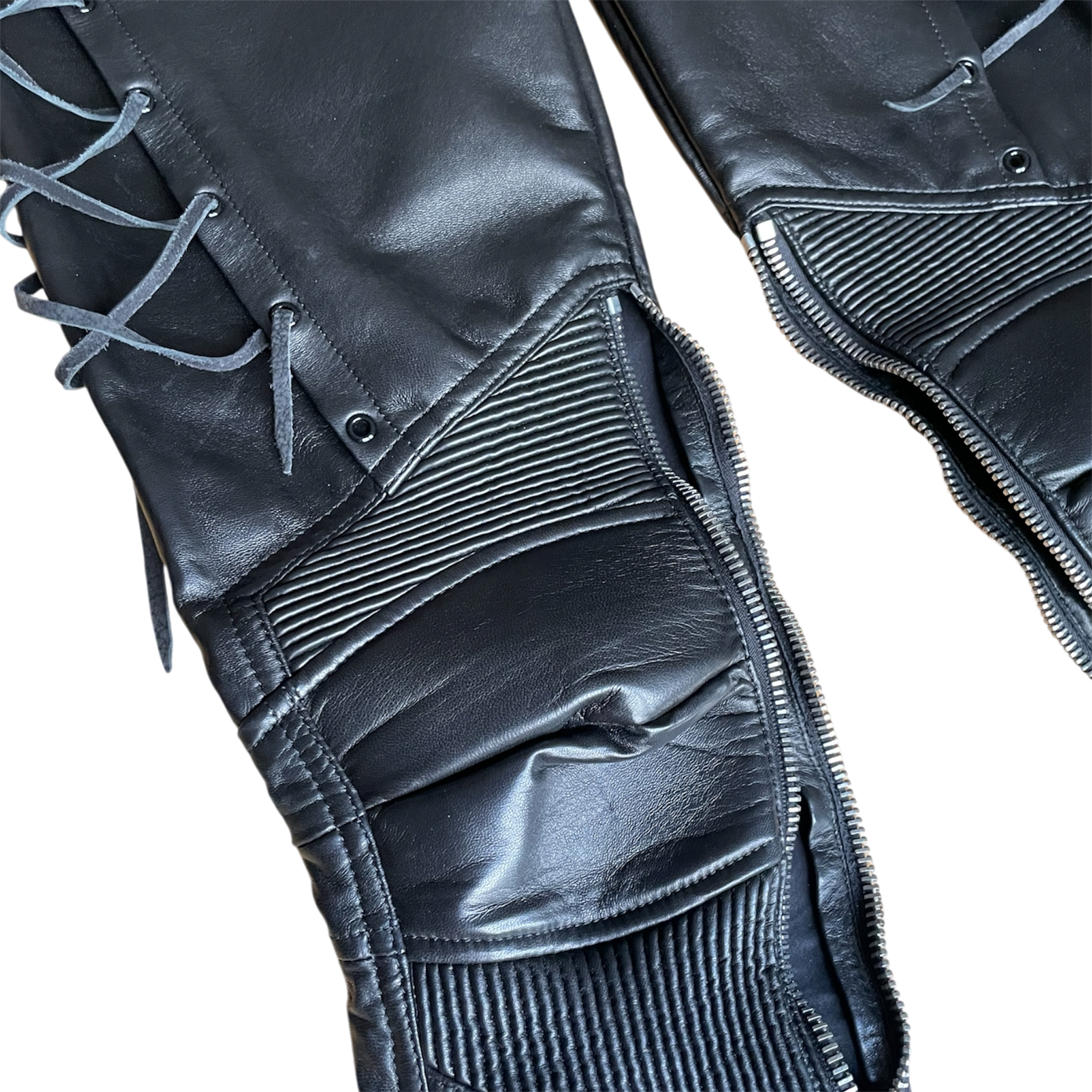 Saint Laurent Lace-Up Biker Leather Trousers by Heidi Slimane 2013 - Brand New