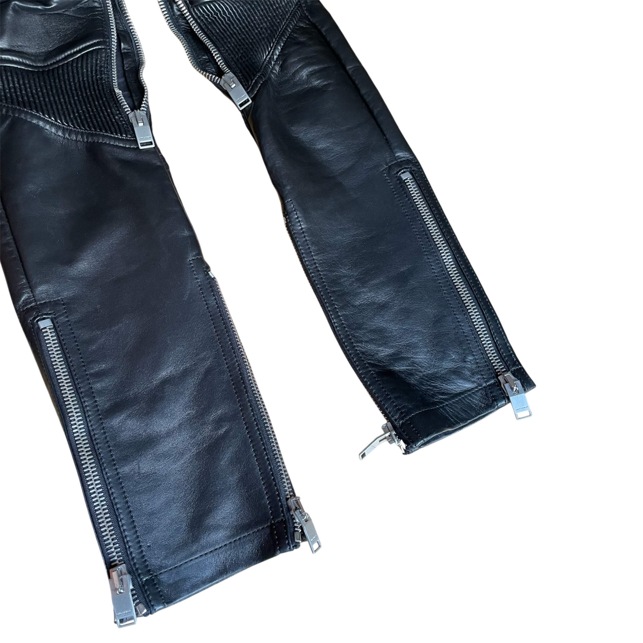 Saint Laurent Lace-Up Biker Leather Trousers by Heidi Slimane 2013 - Brand New