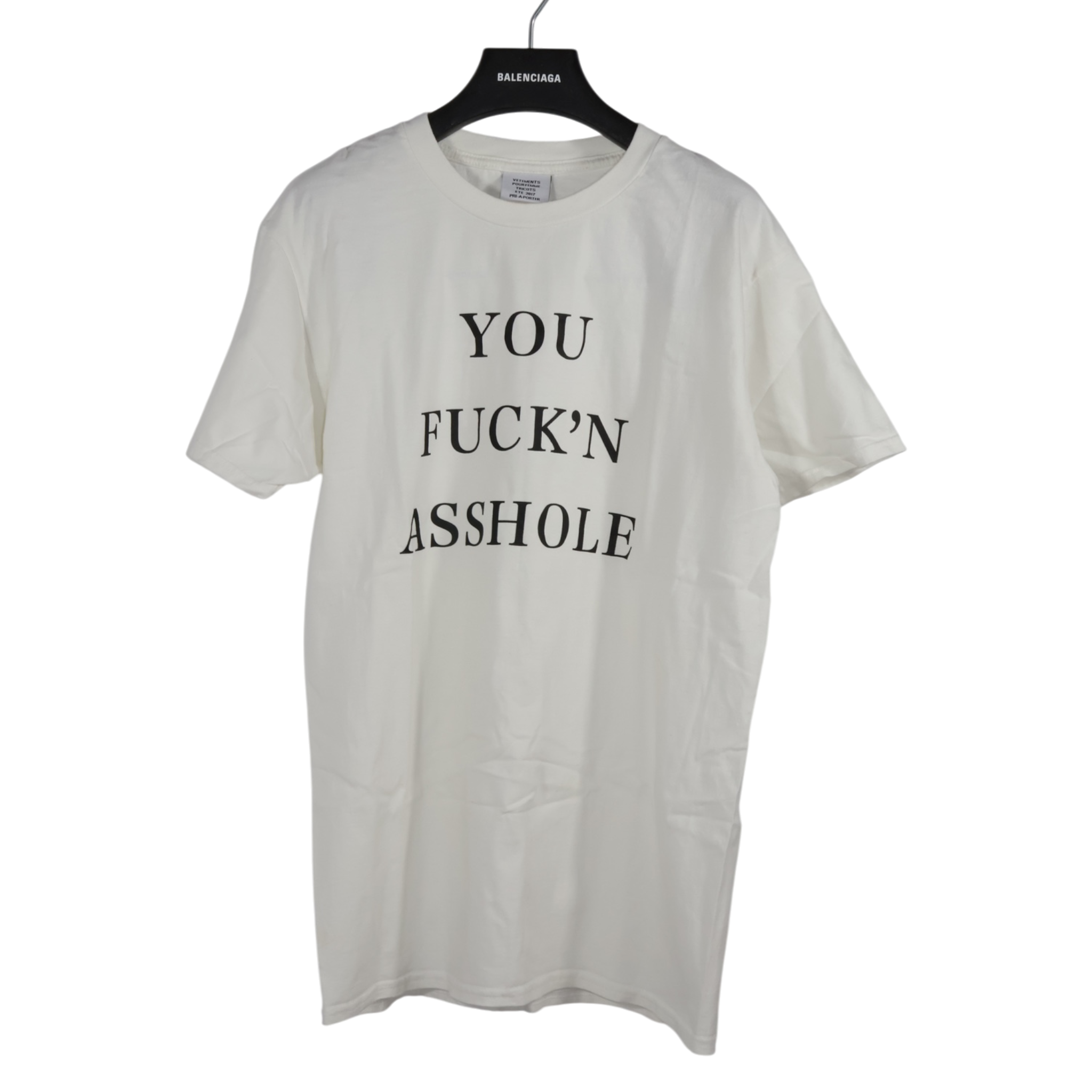 Vetements You Fuckin Asshole Simple T-shirt (XS)