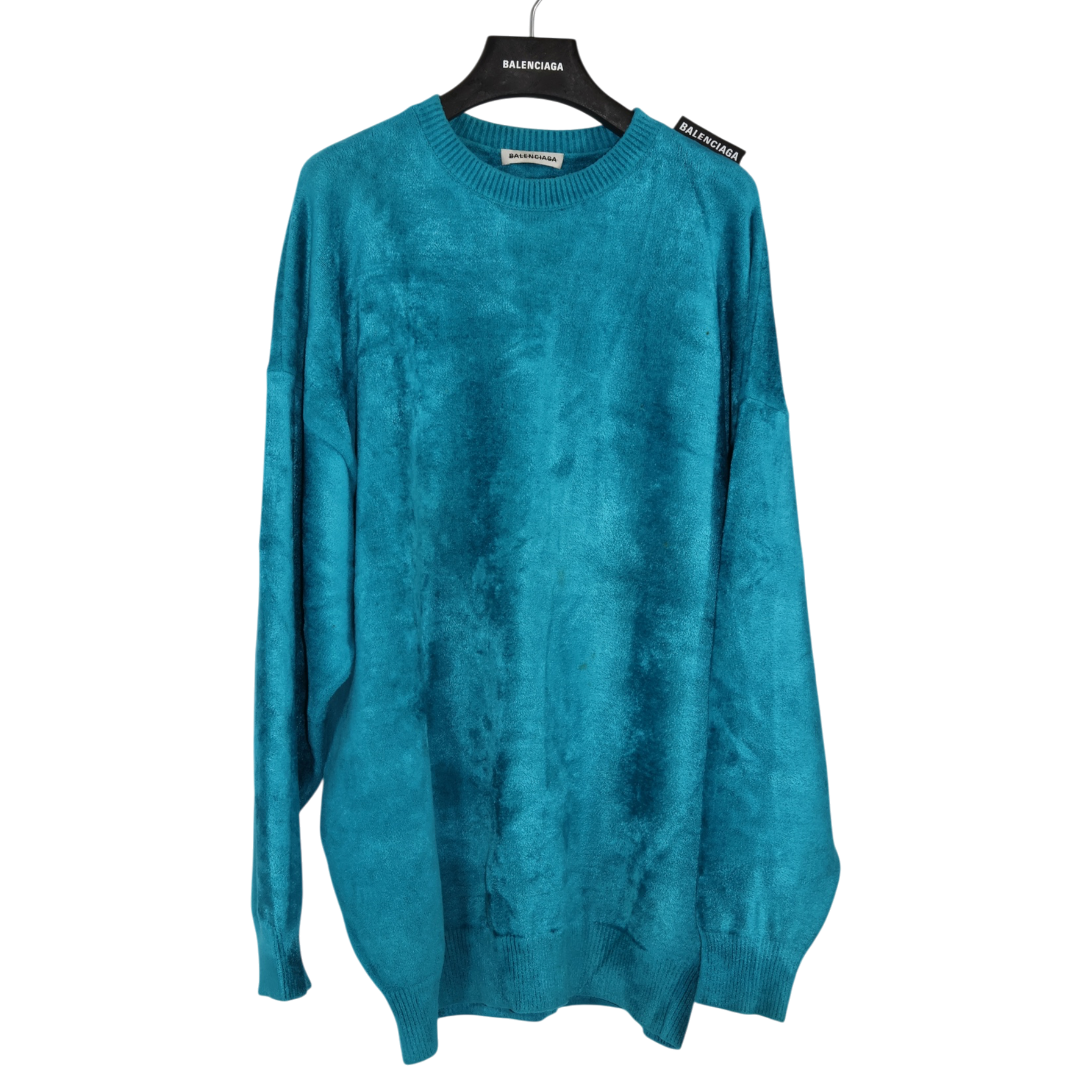 Balenciaga L/S Crewneck Velvet Knit Turquoise (XS)