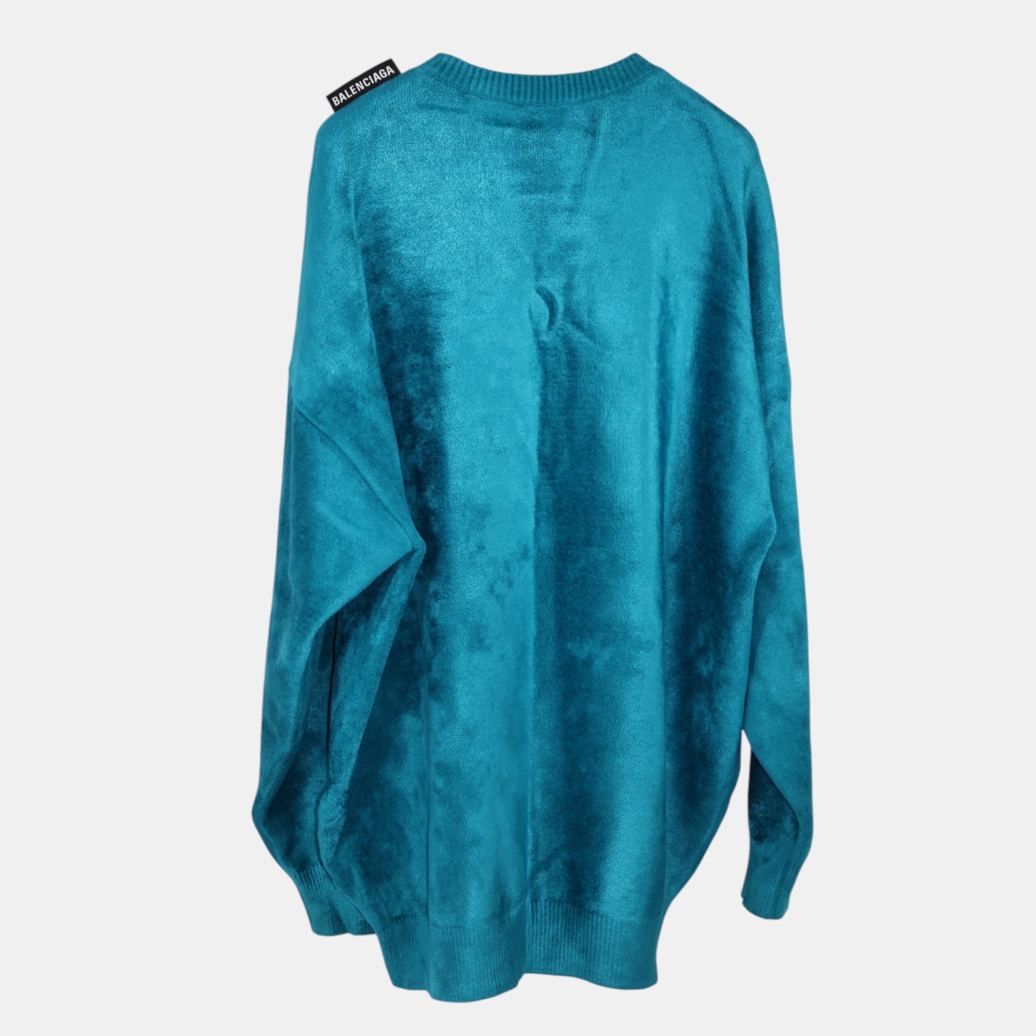 Balenciaga L/S Crewneck Velvet Knit Turquoise (XS)