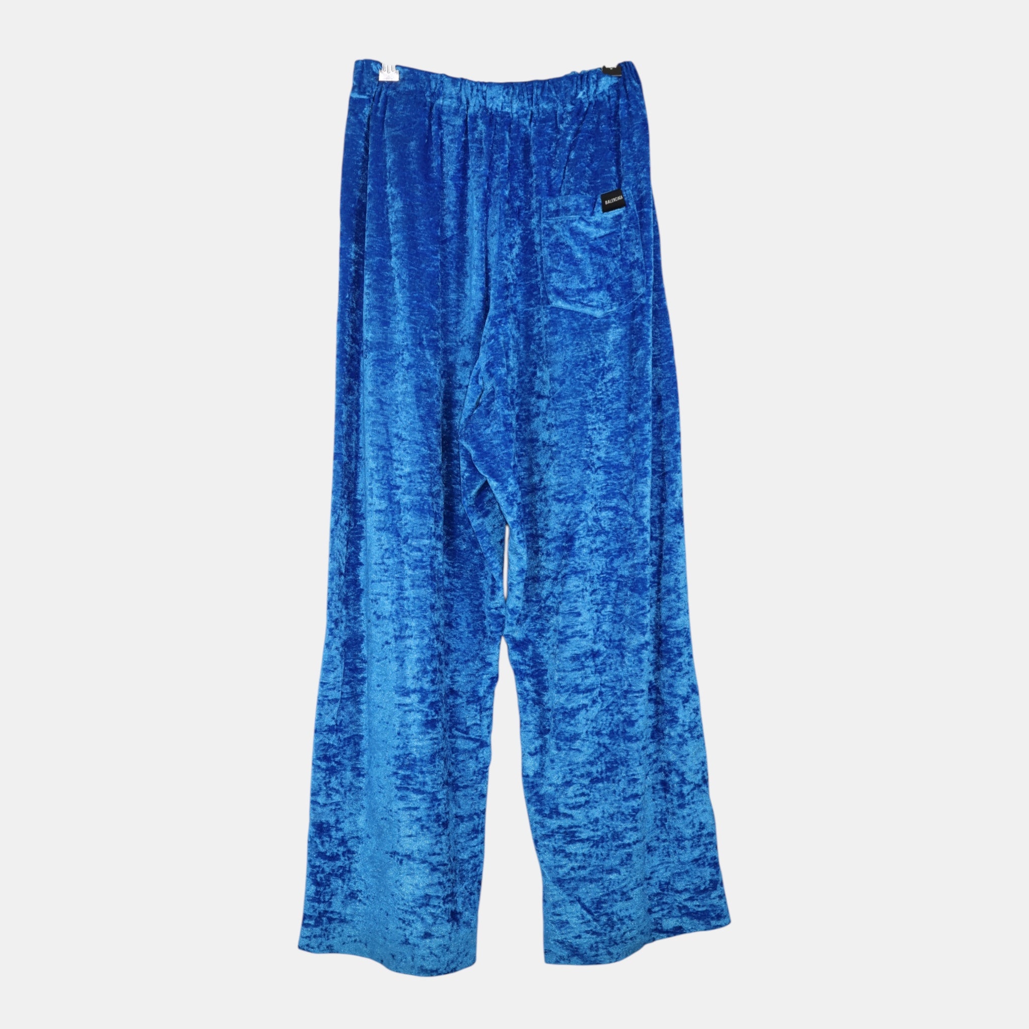 Balenciaga Crushed Velvet Europa Blue Tracksuit Trousers (F38)