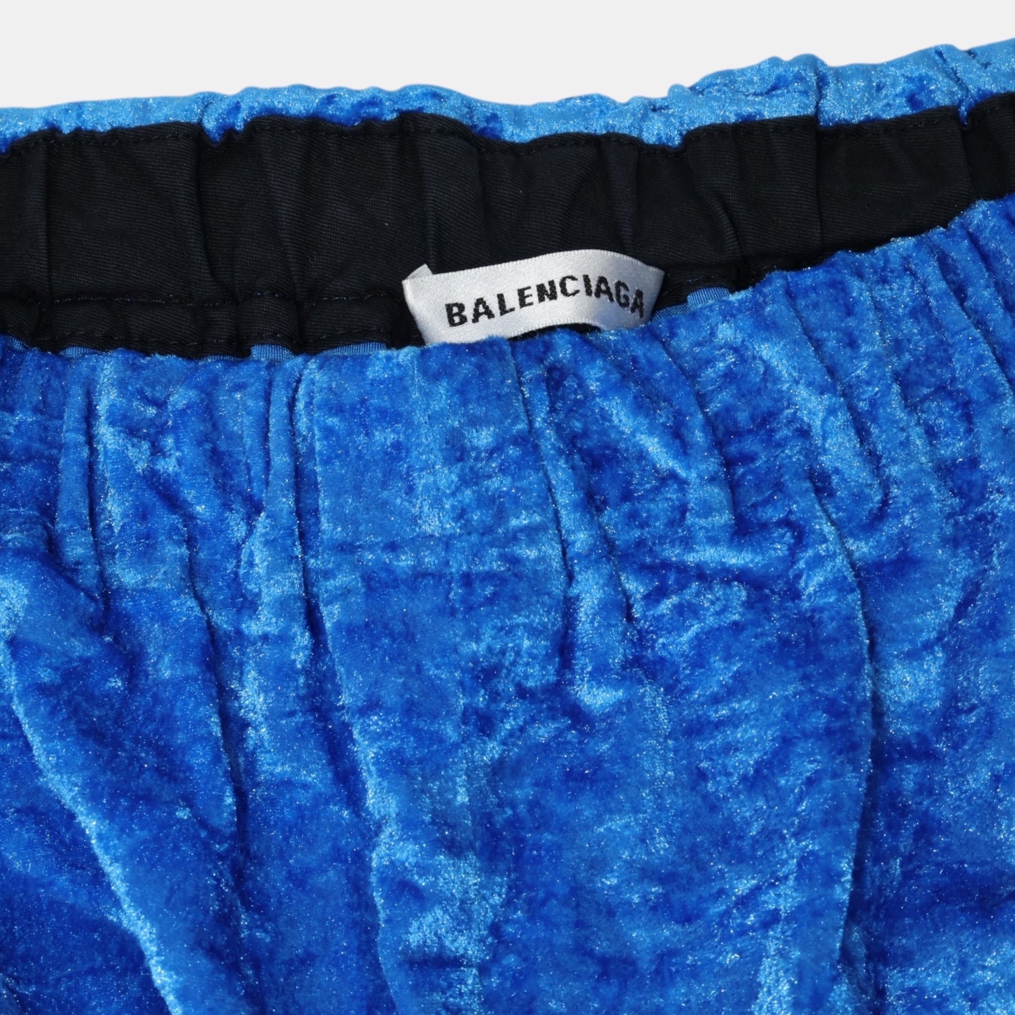 Balenciaga Crushed Velvet Europa Blue Tracksuit Trousers (F38)