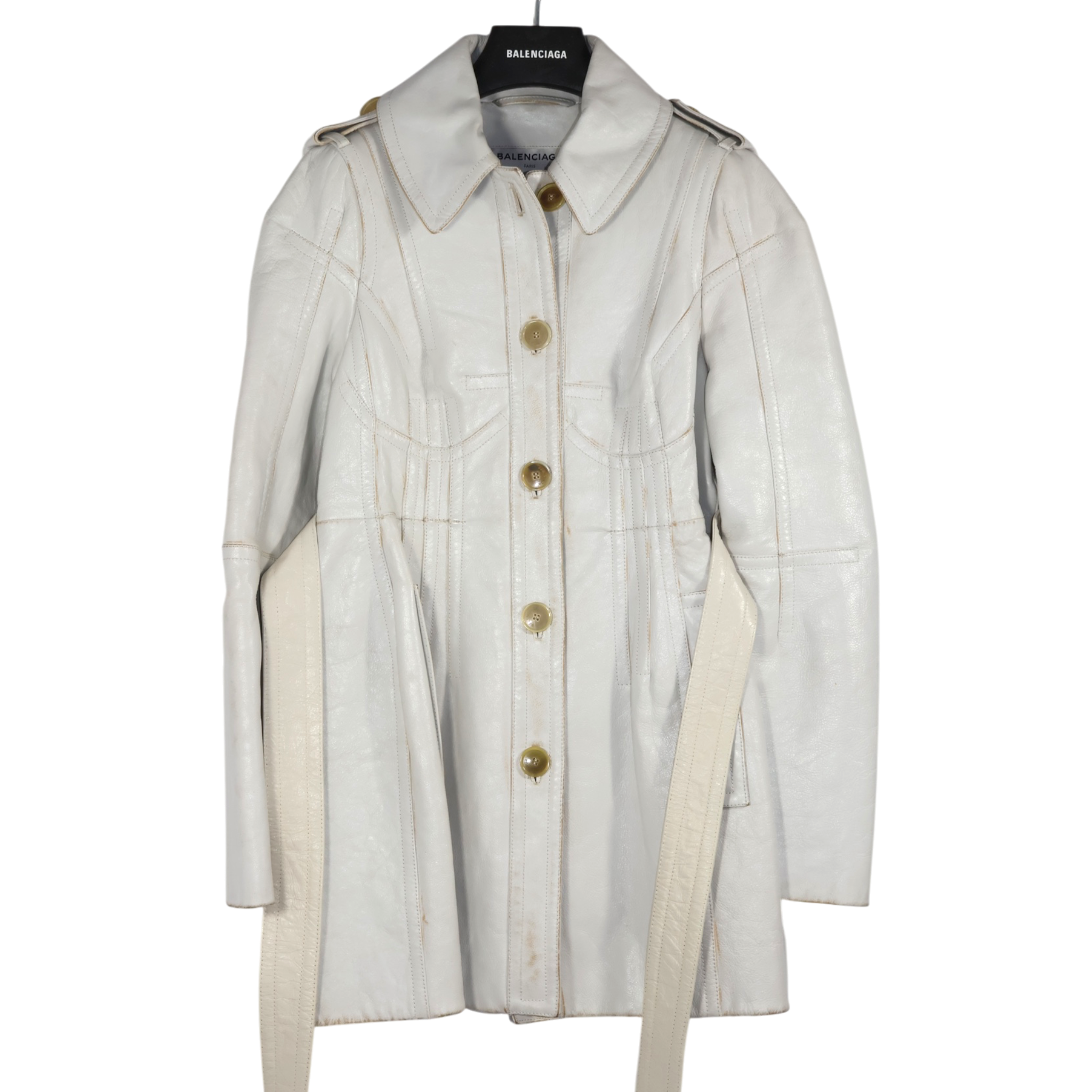 Balenciaga White Leather Corseted Jacket (F36)