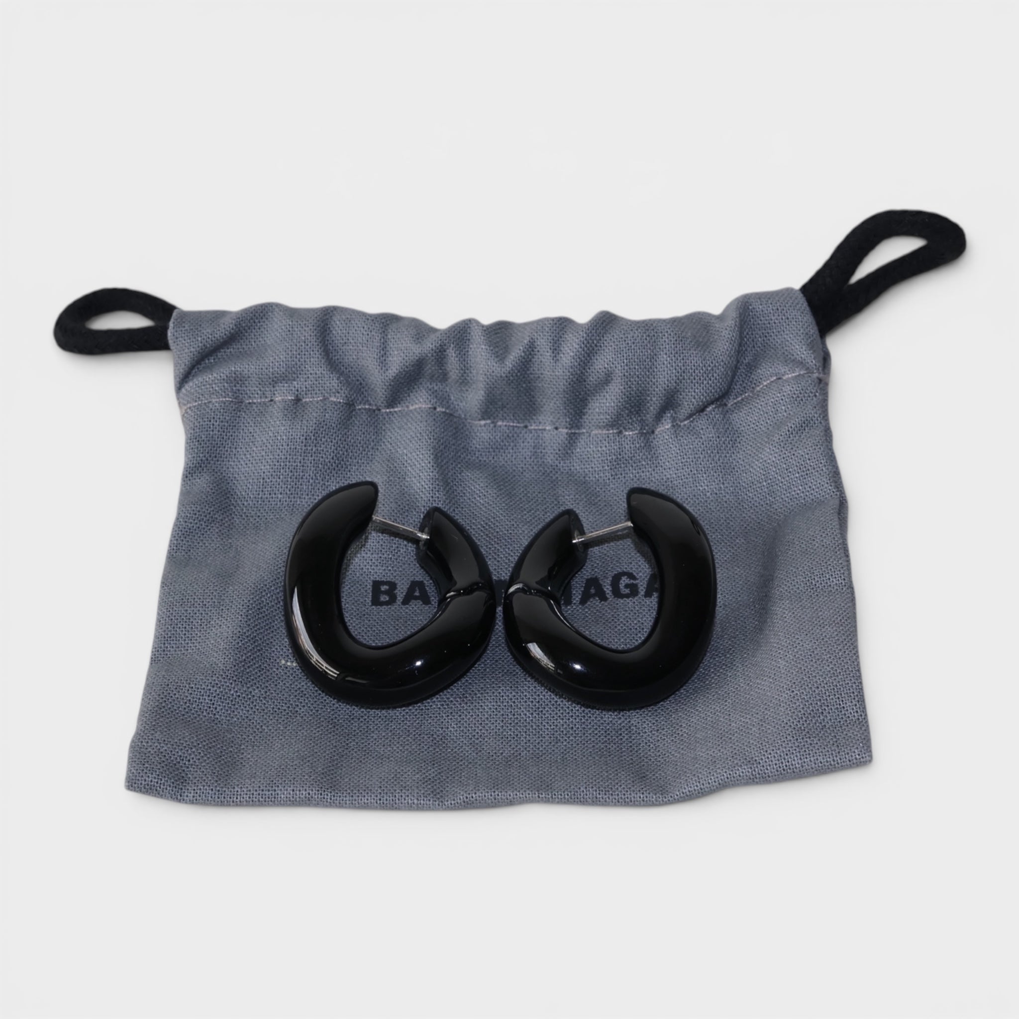 Balenciaga Black Loop Earrings - Brand New - Balenciaga - from the ss17 to aw21 archives
