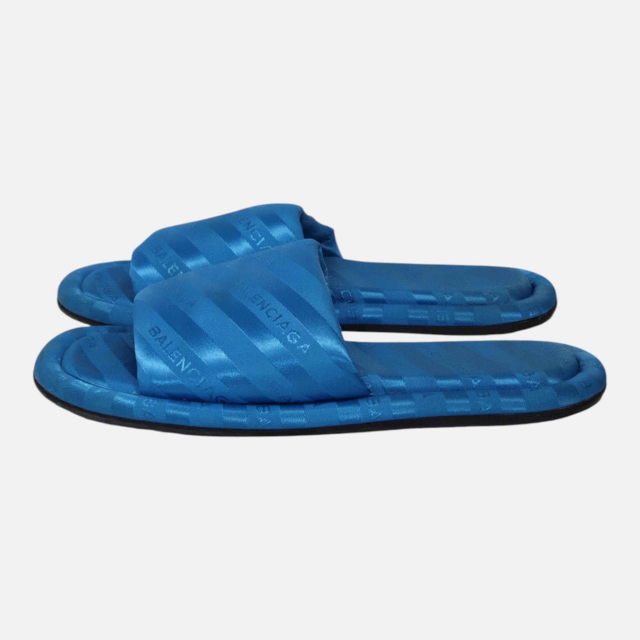 Balenciaga Blue Silk Slippers (EU36) - Excellent - Balenciaga - from the ss17 to aw21 archives