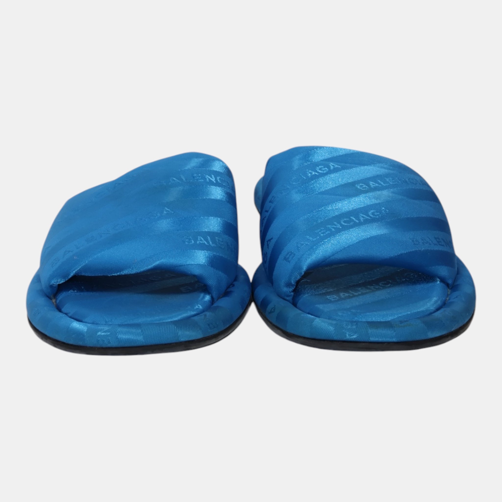 Balenciaga Blue Silk Slippers (EU36) - Excellent - Balenciaga - from the ss17 to aw21 archives
