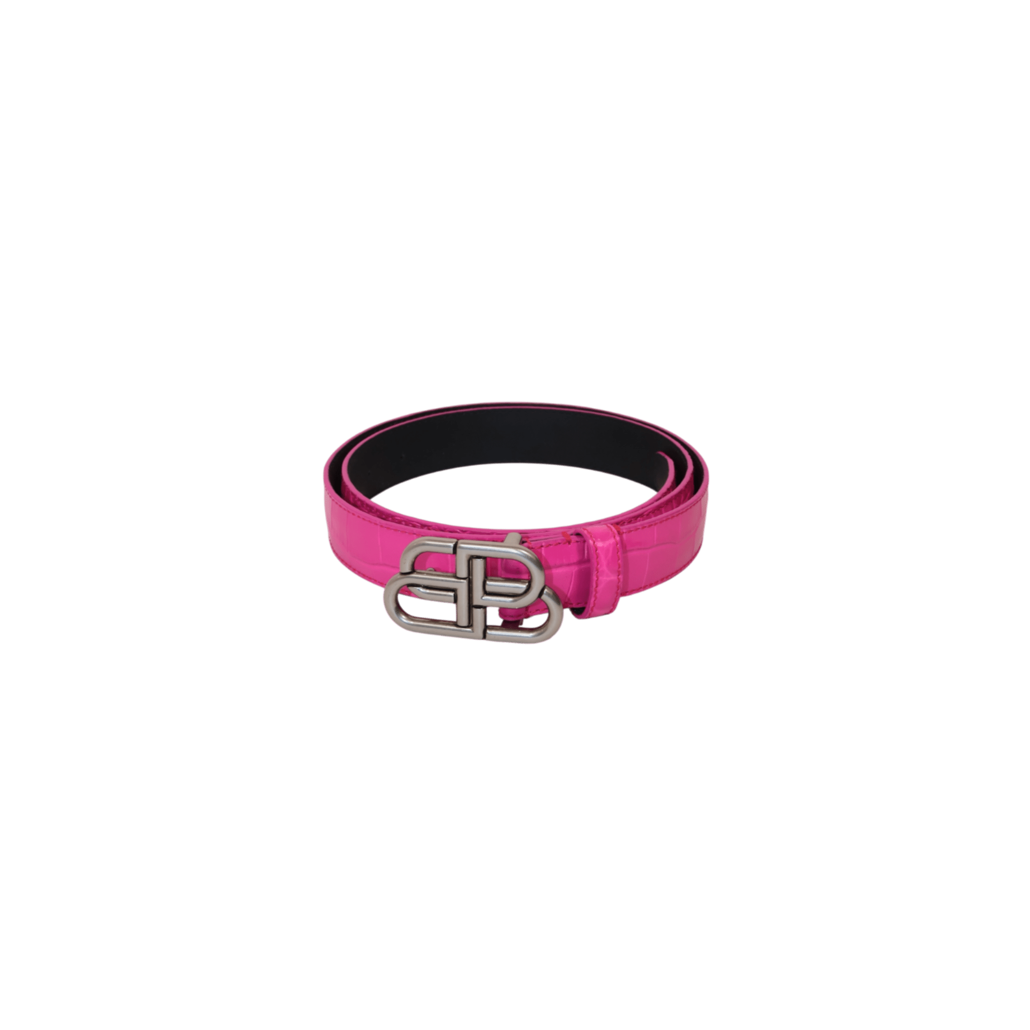 Balenciaga Fuchsia Pink Croc-Embossed Leather Belt (85) - Brand New w/ Tags - Balenciaga - from the ss17 to aw21 archives