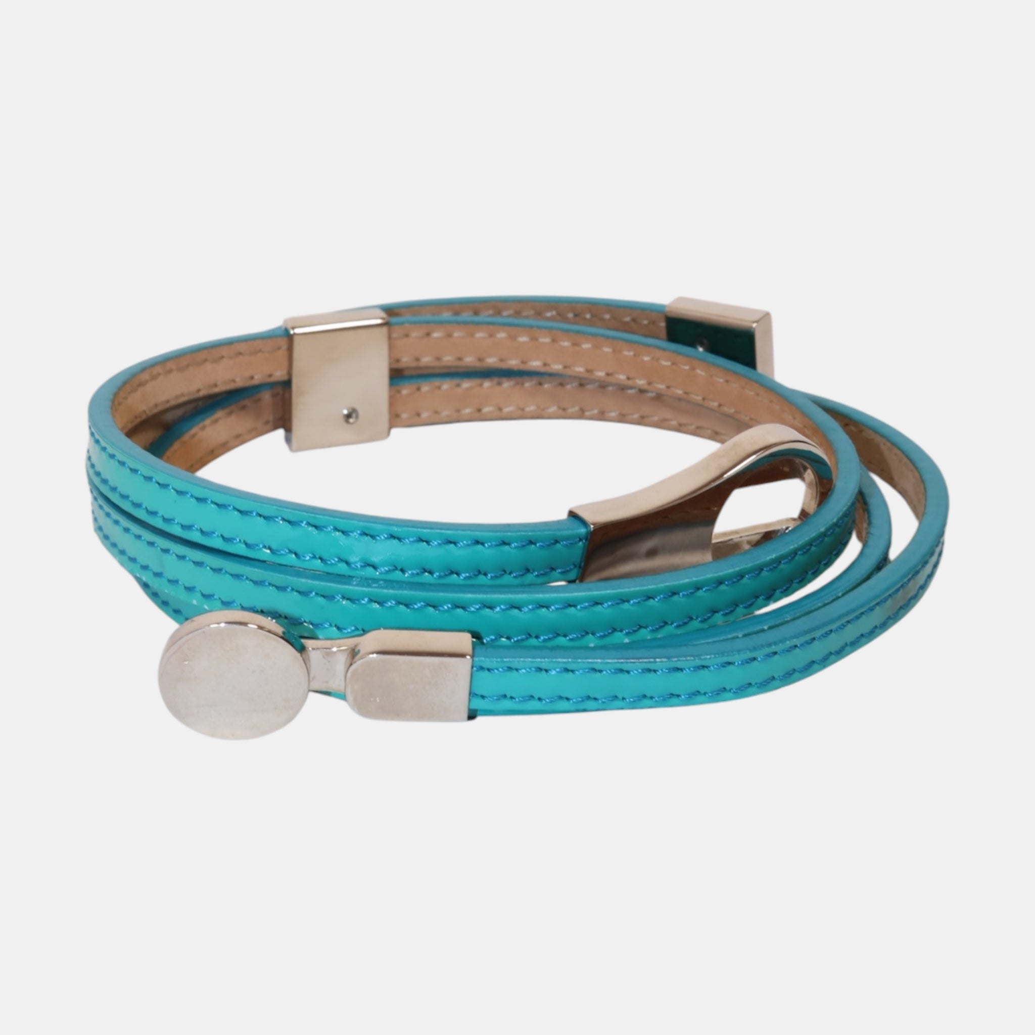Balenciaga Ghesquière Double Turquoise Leather Belt (S) - Good - Balenciaga - from the ss17 to aw21 archives