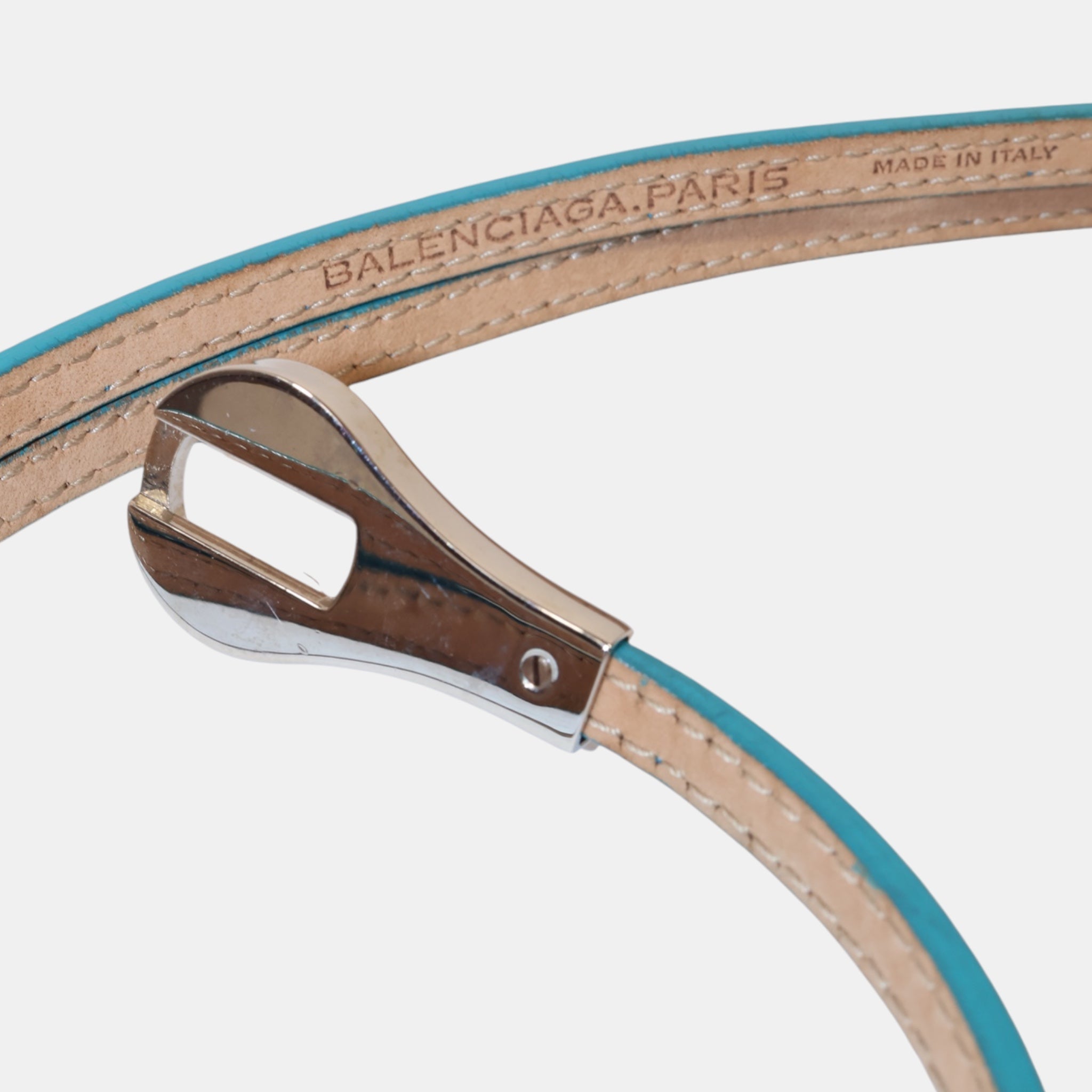 Balenciaga Ghesquière Double Turquoise Leather Belt (S) - Good - Balenciaga - from the ss17 to aw21 archives