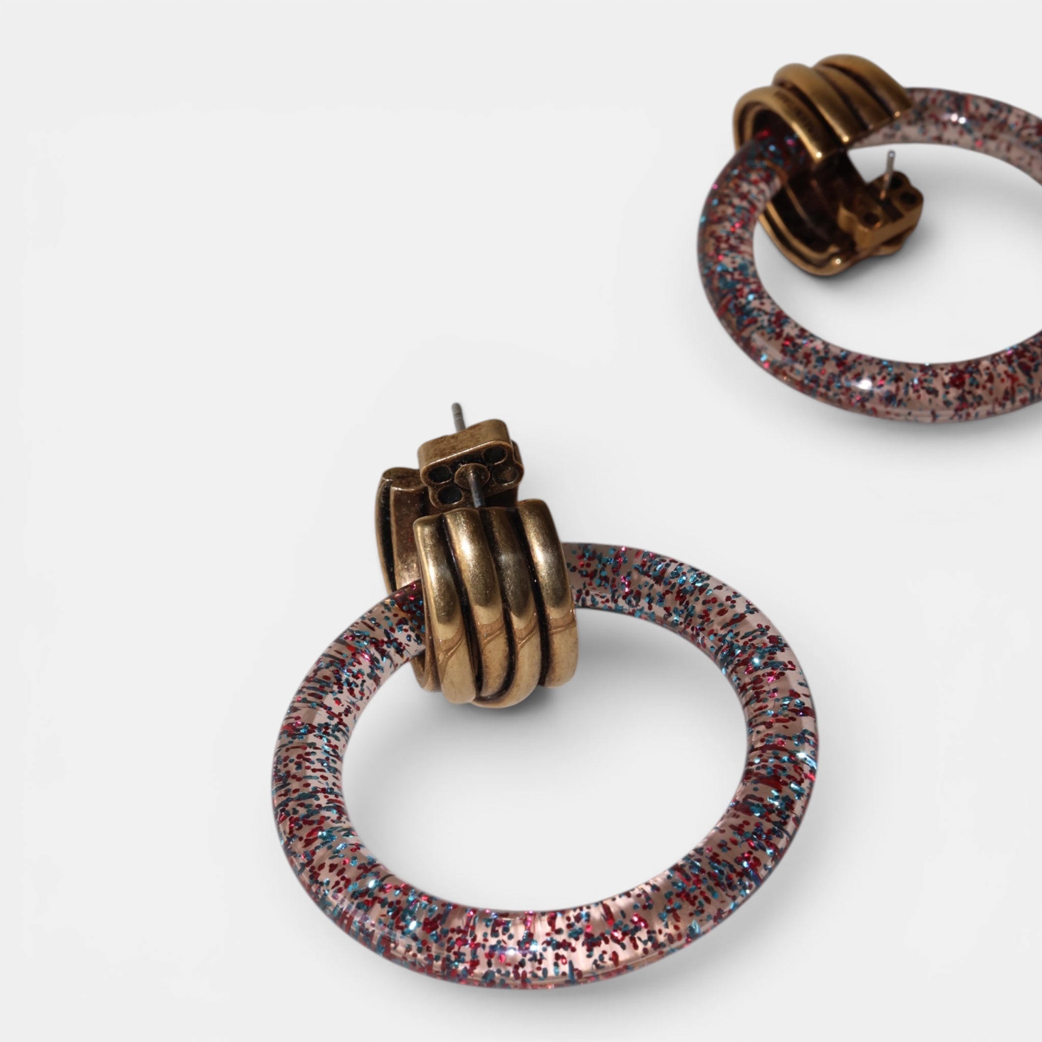 Balenciaga Glitter Brass XL Hoop Earrings - Brand New - Balenciaga - from the ss17 to aw21 archives
