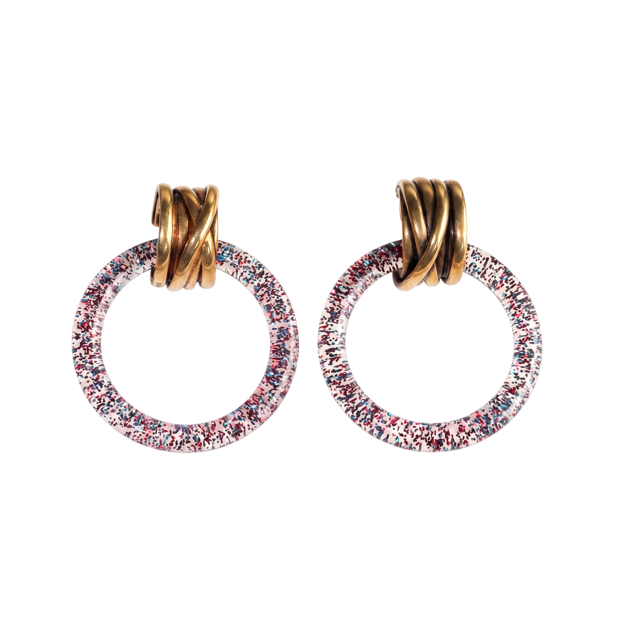 Balenciaga Glitter Brass XL Hoop Earrings - Brand New - Balenciaga - from the ss17 to aw21 archives