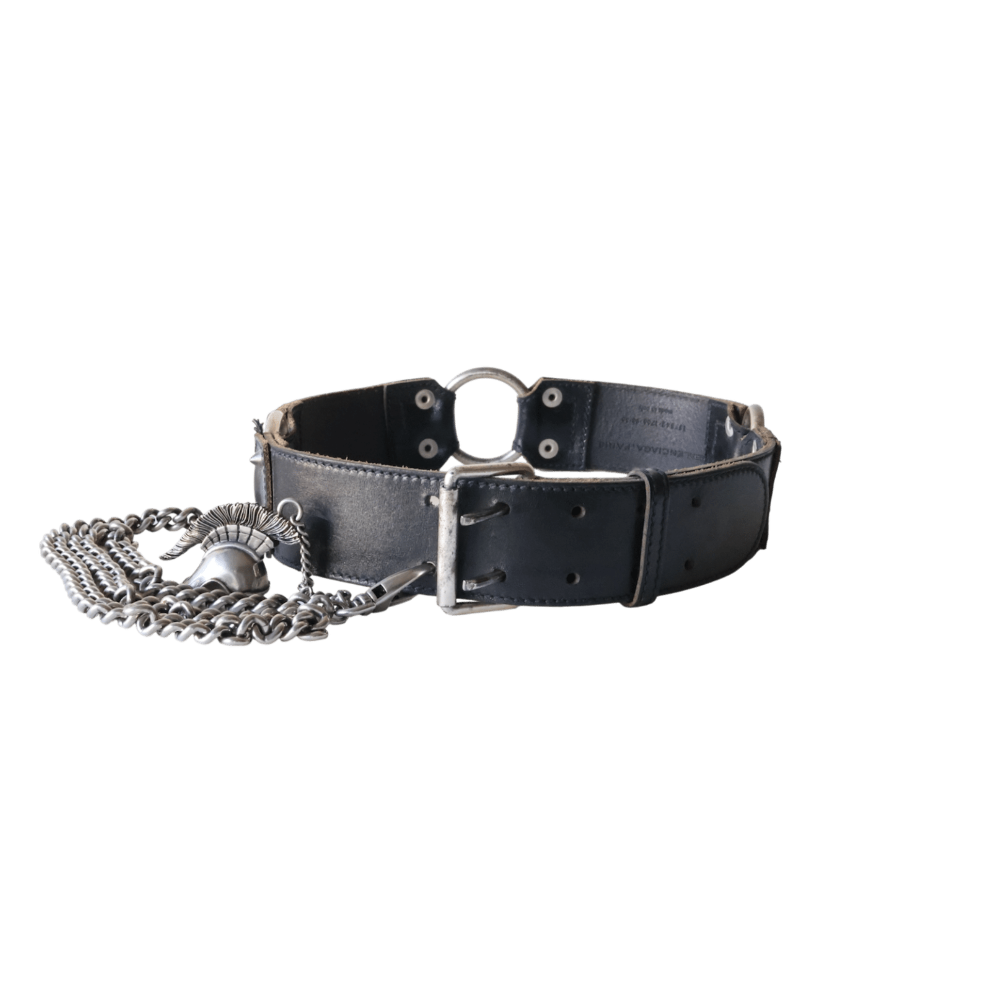 Balenciaga Heavy Leather Aged Belt with Charm Chain (75) - Brand New - Balenciaga - from the ss17 to aw21 archives