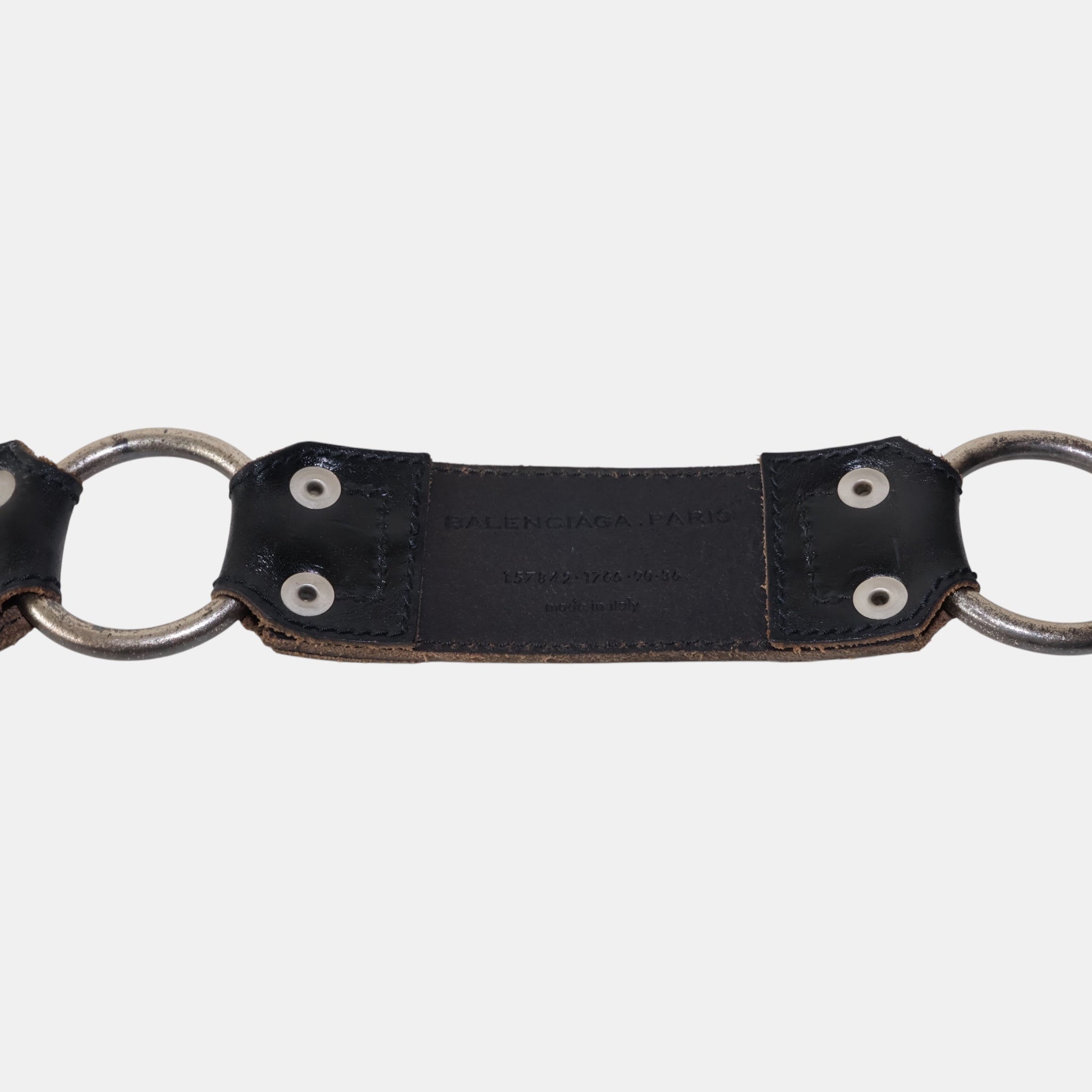 Balenciaga Heavy Leather Aged Belt with Charm Chain (75) - Brand New - Balenciaga - from the ss17 to aw21 archives