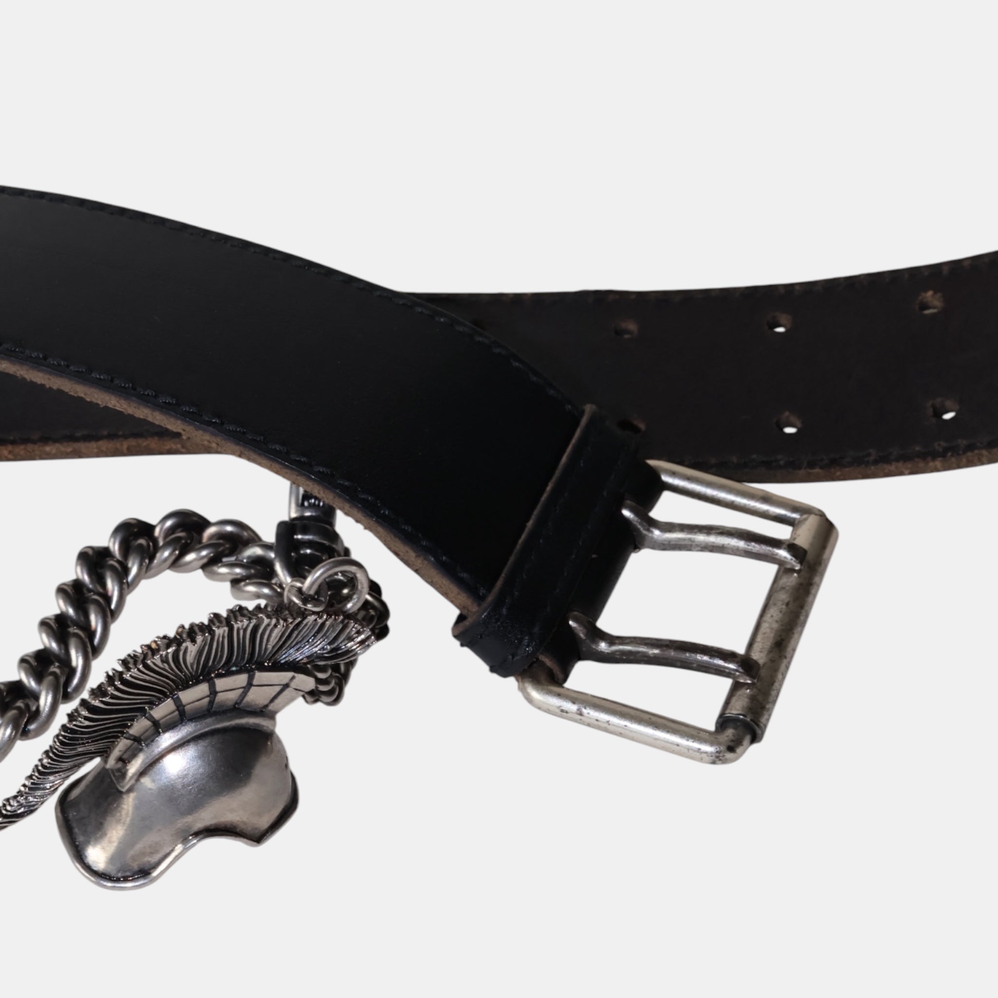 Balenciaga Heavy Leather Aged Belt with Charm Chain (75) - Brand New - Balenciaga - from the ss17 to aw21 archives