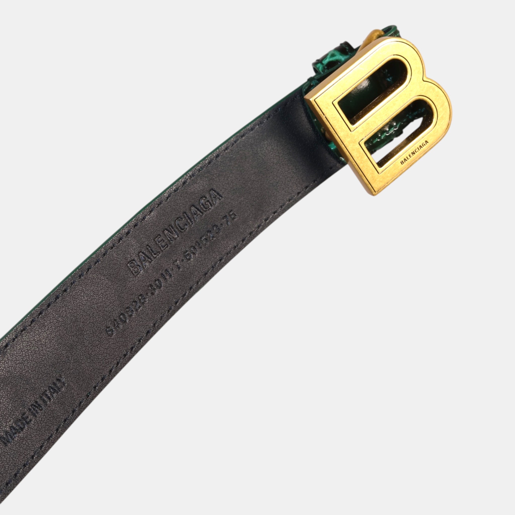 Balenciaga Hourglass Green Croc-Embossed Leather Belt (75) - Brand New w/ Tags - Balenciaga - from the ss17 to aw21 archives
