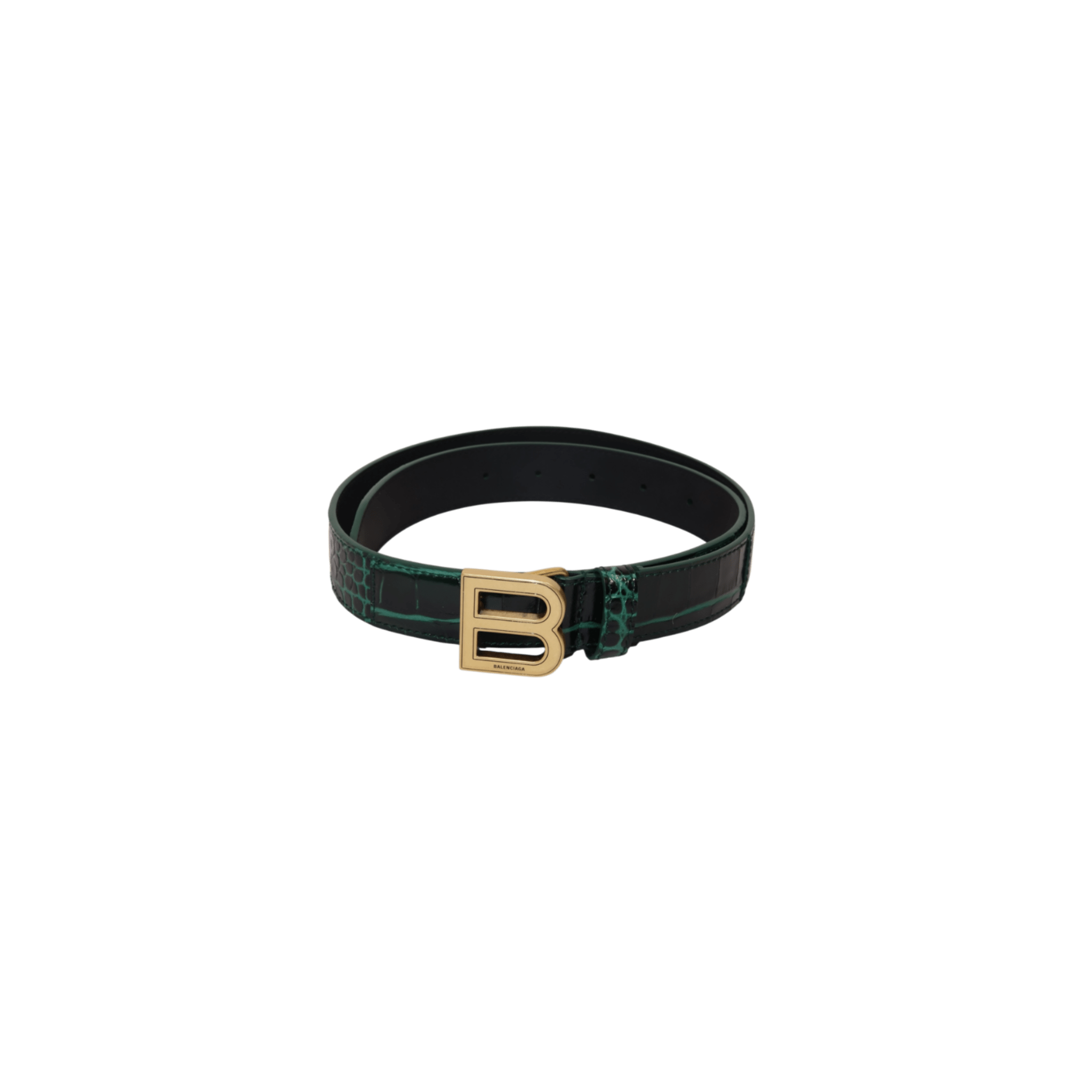 Balenciaga Hourglass Green Croc-Embossed Leather Belt (75) - Brand New w/ Tags - Balenciaga - from the ss17 to aw21 archives