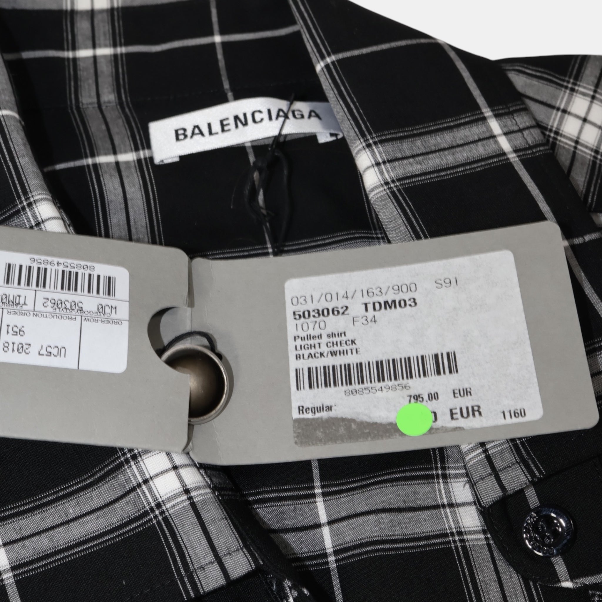 Balenciaga Light Check Pulled Shirt (F34) - Brand New w/ Tags - Balenciaga - from the ss17 to aw21 archives