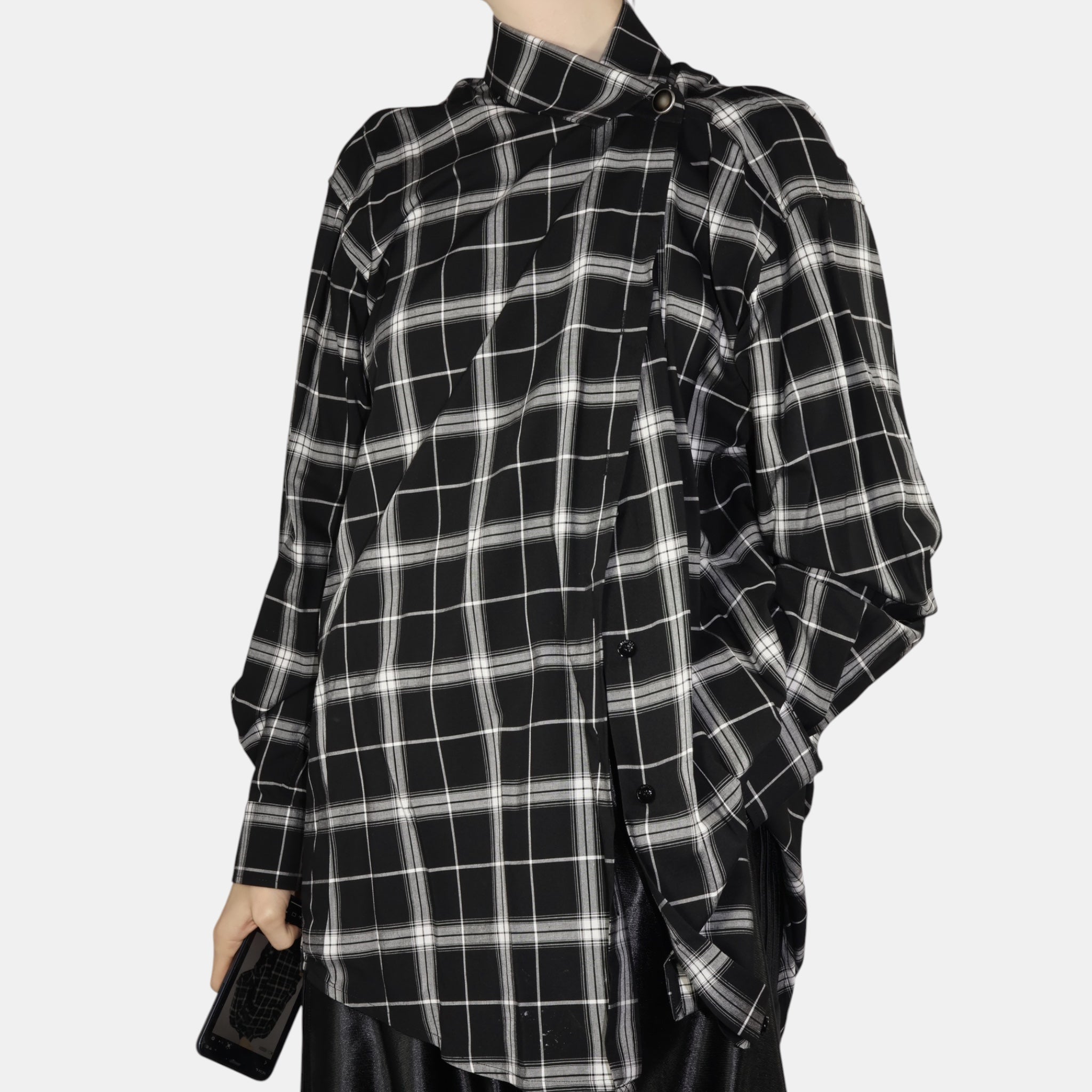 Balenciaga Light Check Pulled Shirt (F34) - Brand New w/ Tags - Balenciaga - from the ss17 to aw21 archives