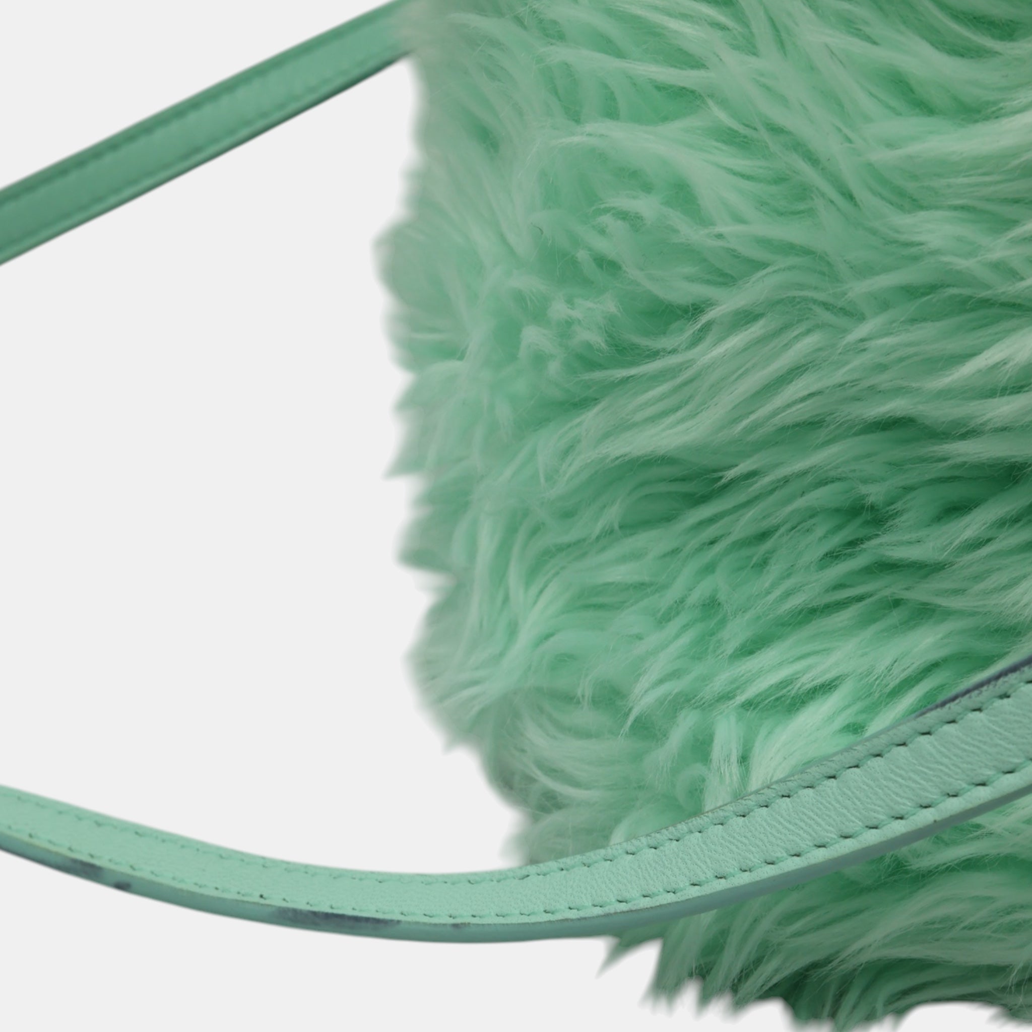 Balenciaga Long Hair Fake Fur Tote XS Mint Green - Brand New - Balenciaga - from the ss17 to aw21 archives