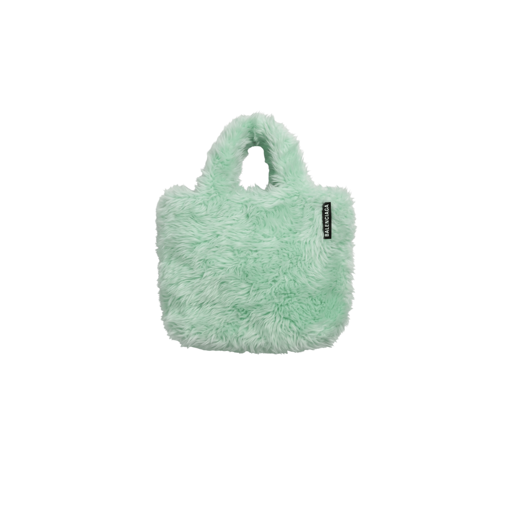 Balenciaga Long Hair Fake Fur Tote XS Mint Green - Brand New - Balenciaga - from the ss17 to aw21 archives