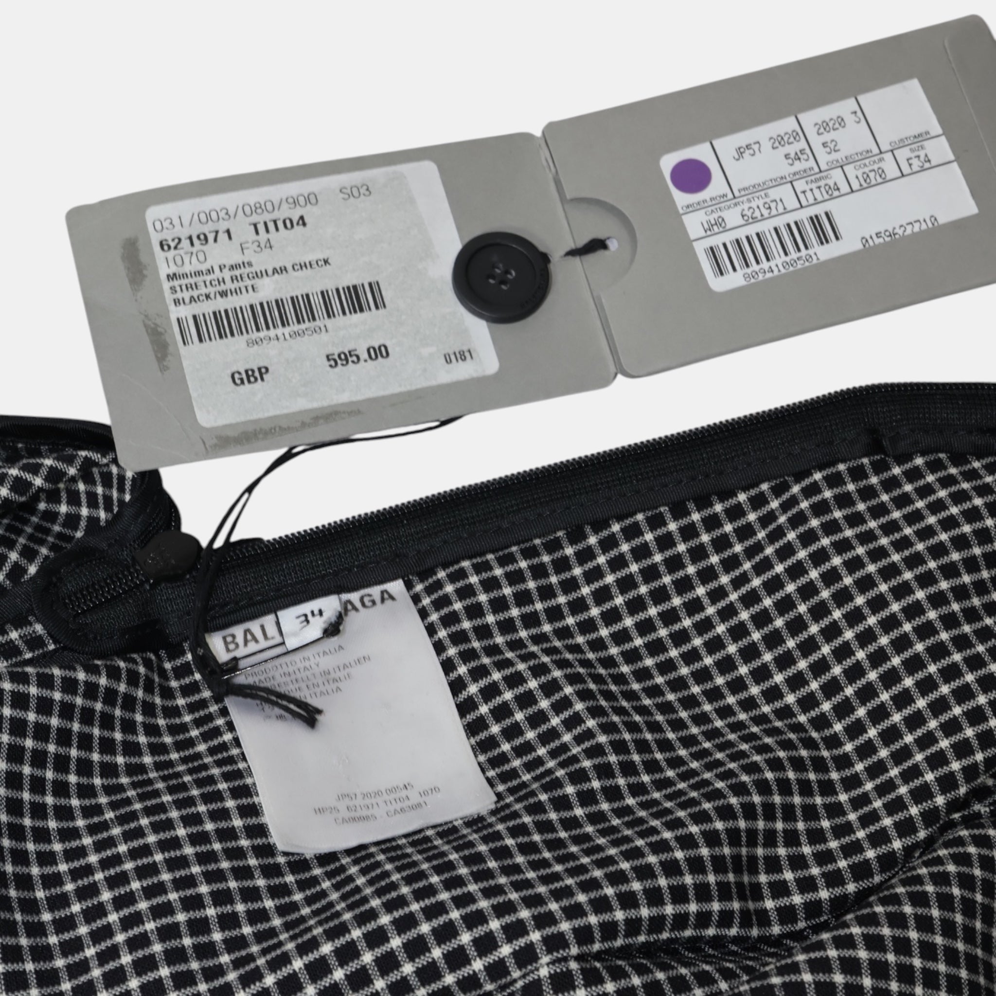 Balenciaga Minimal Pants Stretch Regular Check (F34) - Brand New w/ Tags - Balenciaga - from the ss17 to aw21 archives
