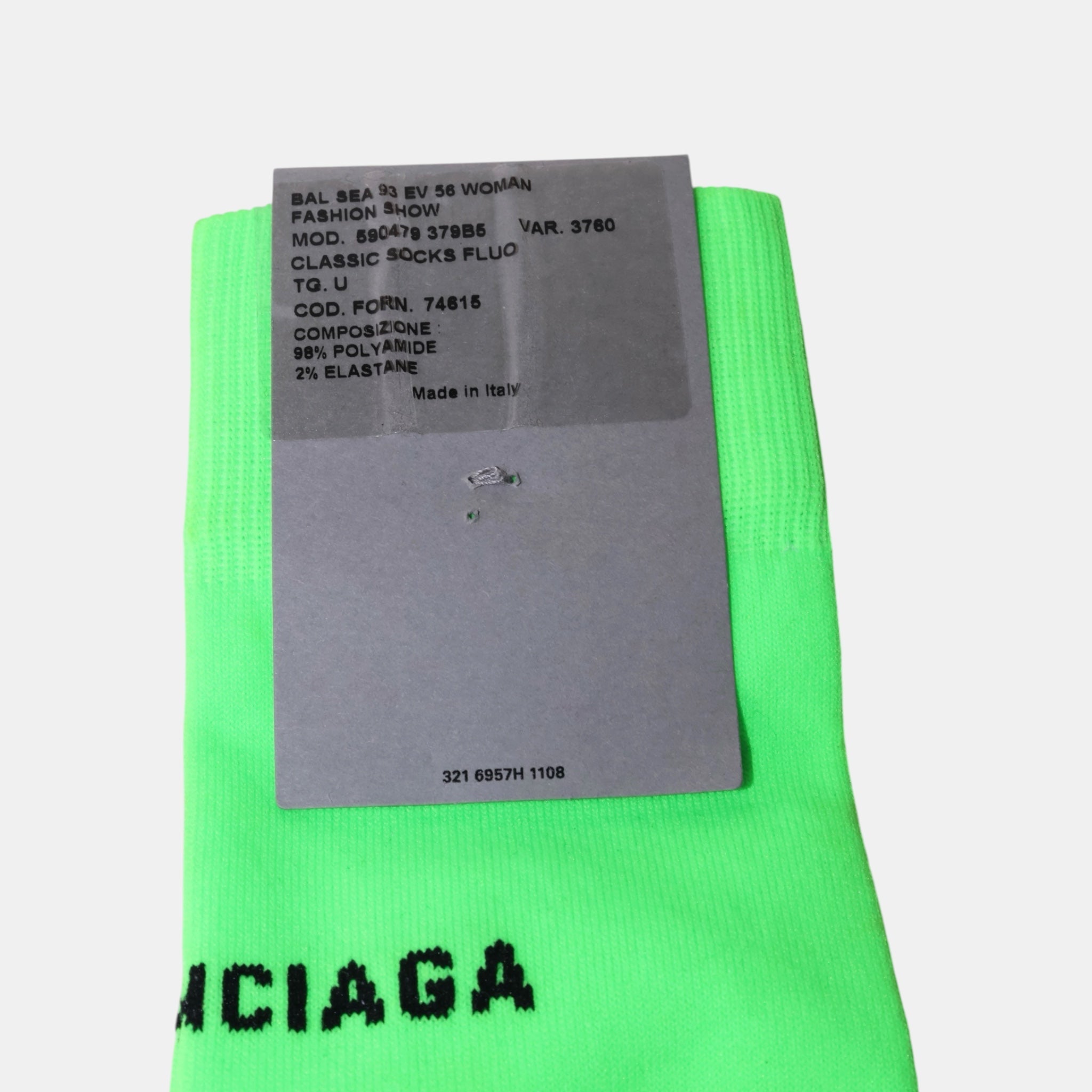Balenciaga Neon Green Runway Socks (37-39) - Brand New - Balenciaga - from the ss17 to aw21 archives