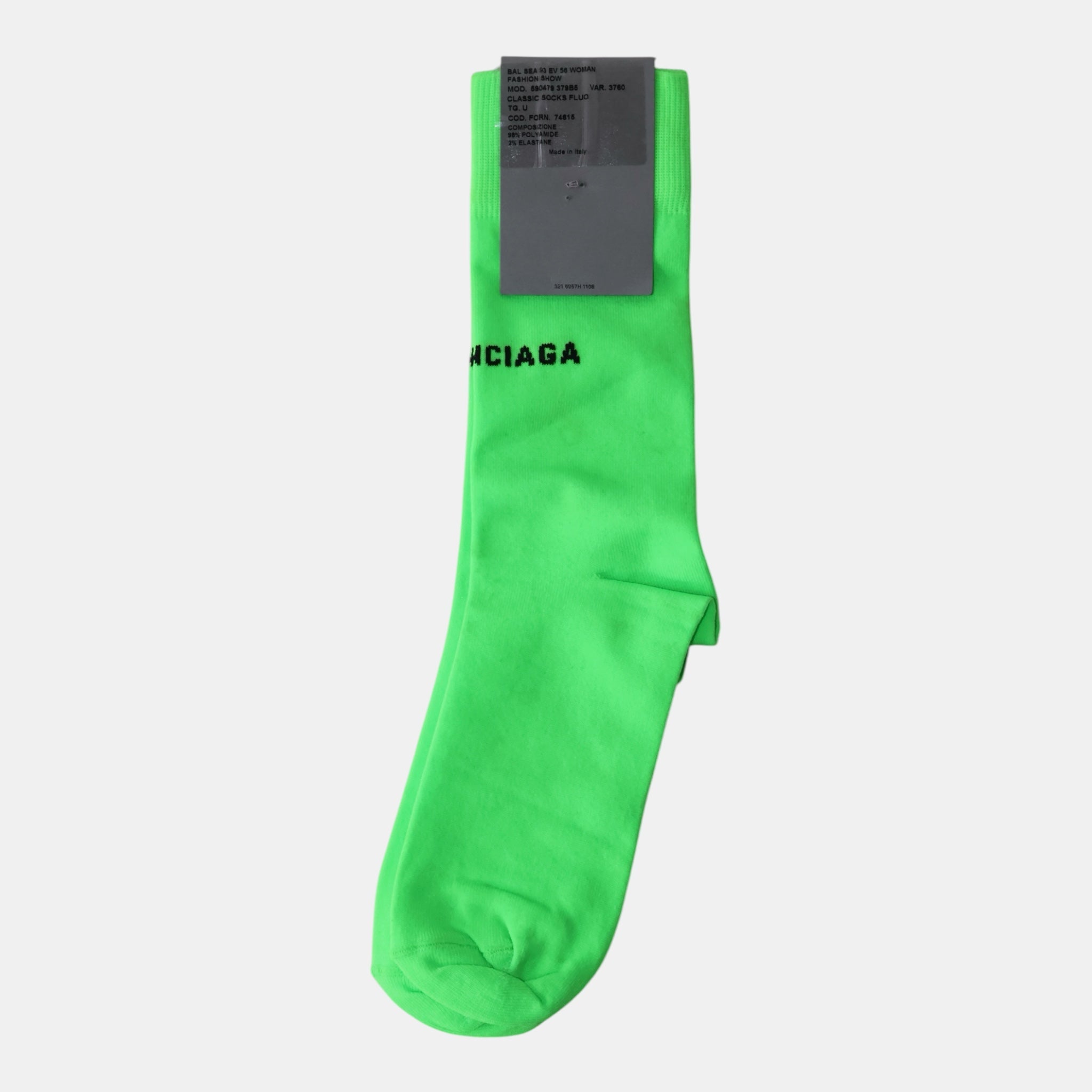 Balenciaga Neon Green Runway Socks (37-39) - Brand New - Balenciaga - from the ss17 to aw21 archives