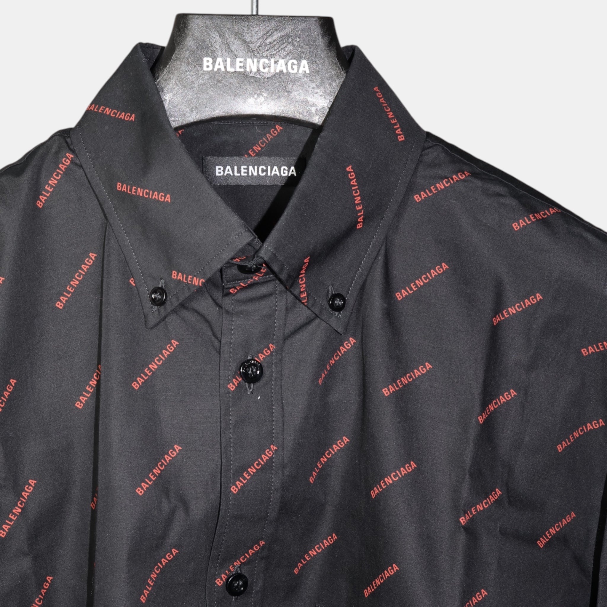 Balenciaga Normal Fit Shirt All Over Logo Red (M36) - Brand New w/ Tags - Balenciaga - from the ss17 to aw21 archives