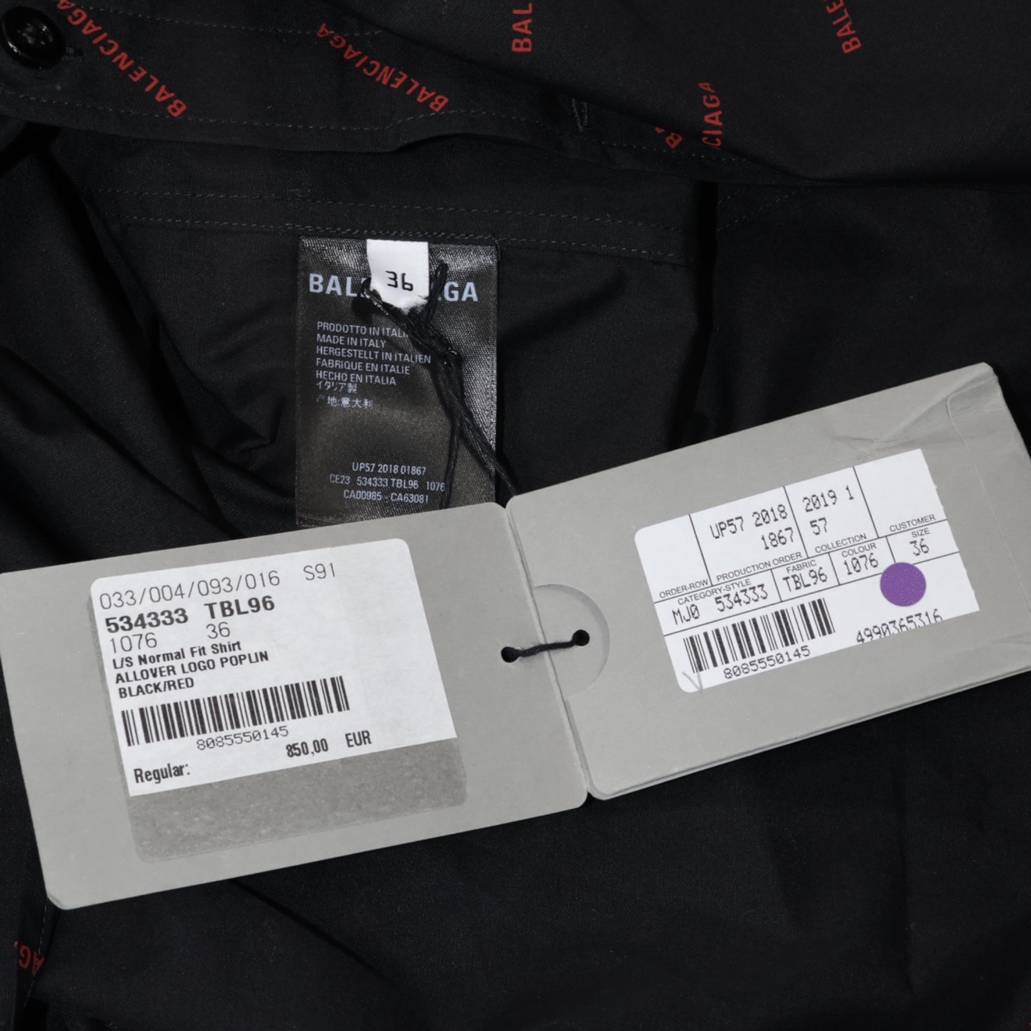 Balenciaga Normal Fit Shirt All Over Logo Red (M36) - Brand New w/ Tags - Balenciaga - from the ss17 to aw21 archives