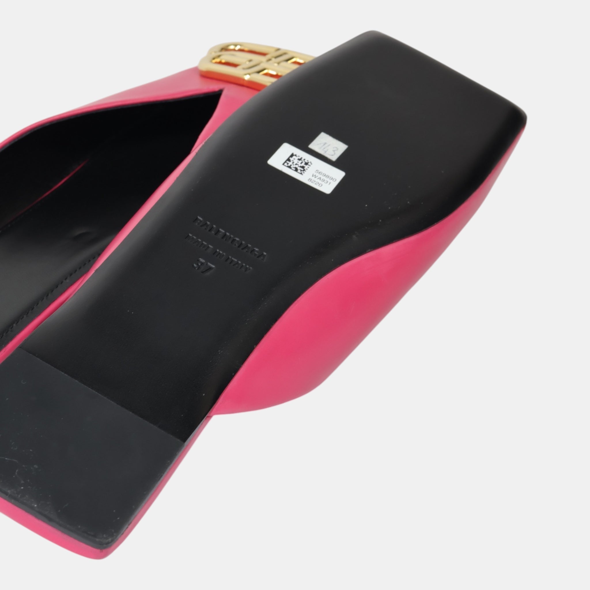 Balenciaga Pink Leather BB Buckle Mules (EU37) - Brand New - Balenciaga - from the ss17 to aw21 archives