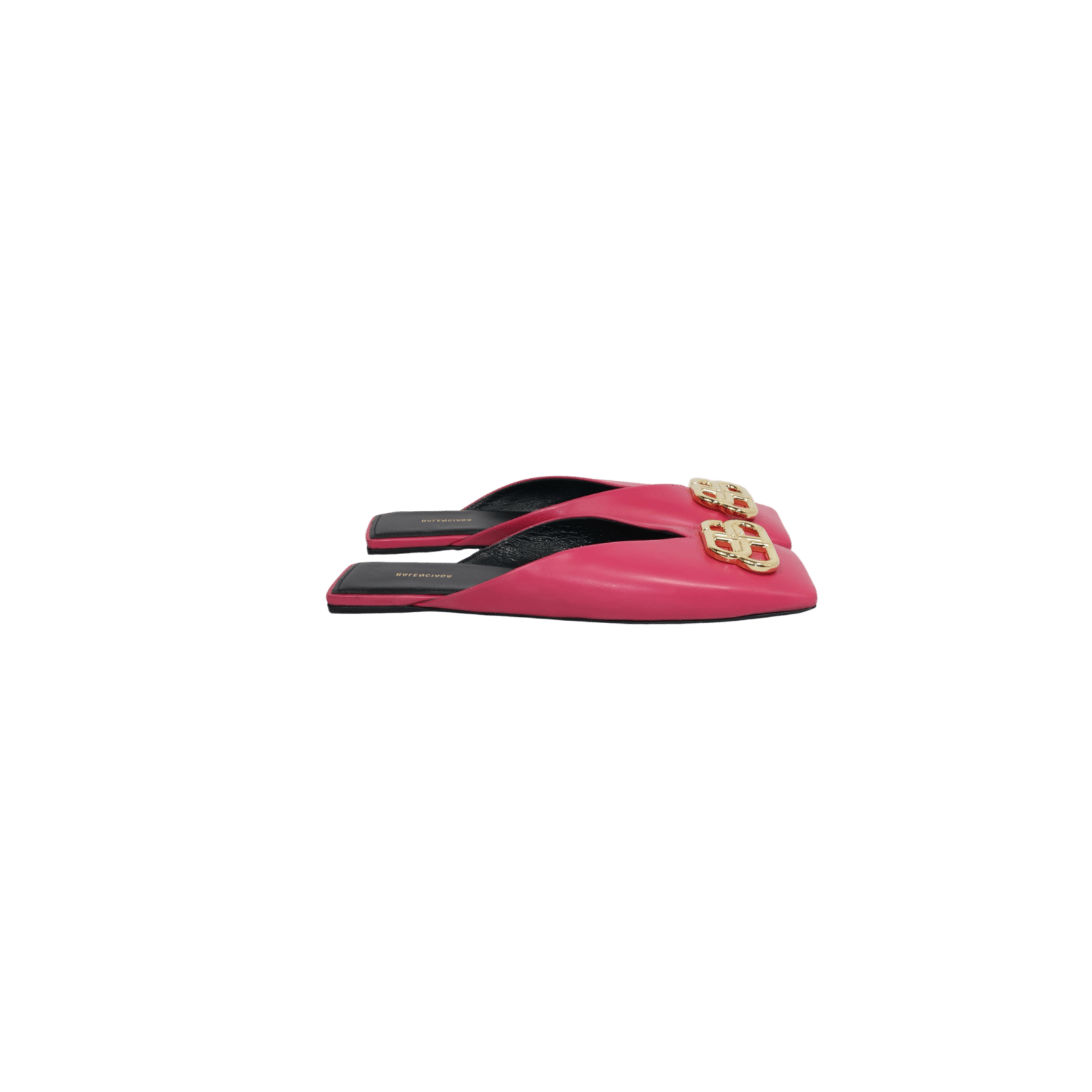 Balenciaga Pink Leather BB Buckle Mules (EU37) - Brand New - Balenciaga - from the ss17 to aw21 archives