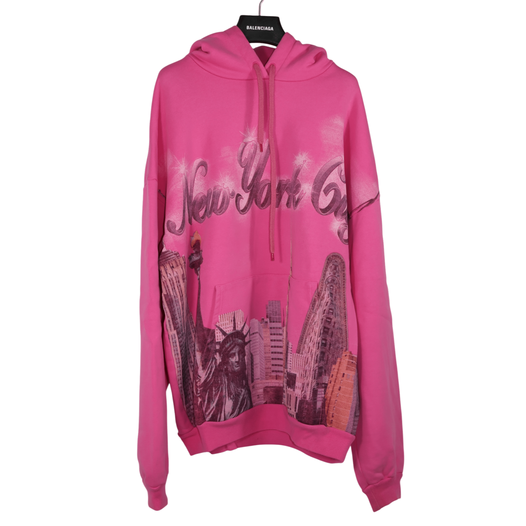 Balenciaga Pink NYC Souvenir Hoodie (S) - Pristine - Balenciaga - from the ss17 to aw21 archives