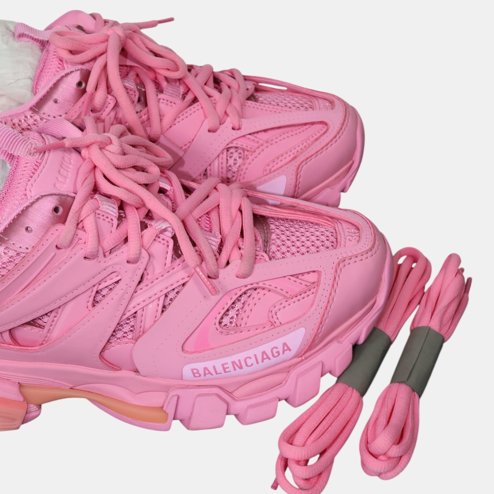 Balenciaga Pink Tracks Sneakers (EU36) - Excellent - Balenciaga - from the ss17 to aw21 archives