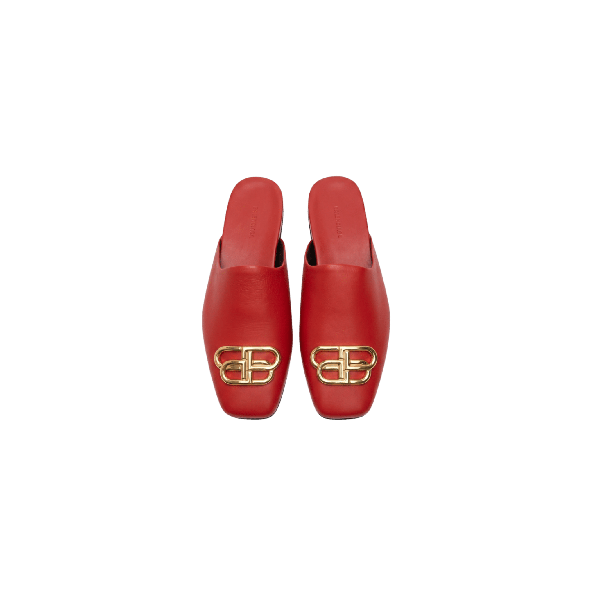 Balenciaga Red Leather BB Buckle Mules (EU37) - Brand New - Balenciaga - from the ss17 to aw21 archives