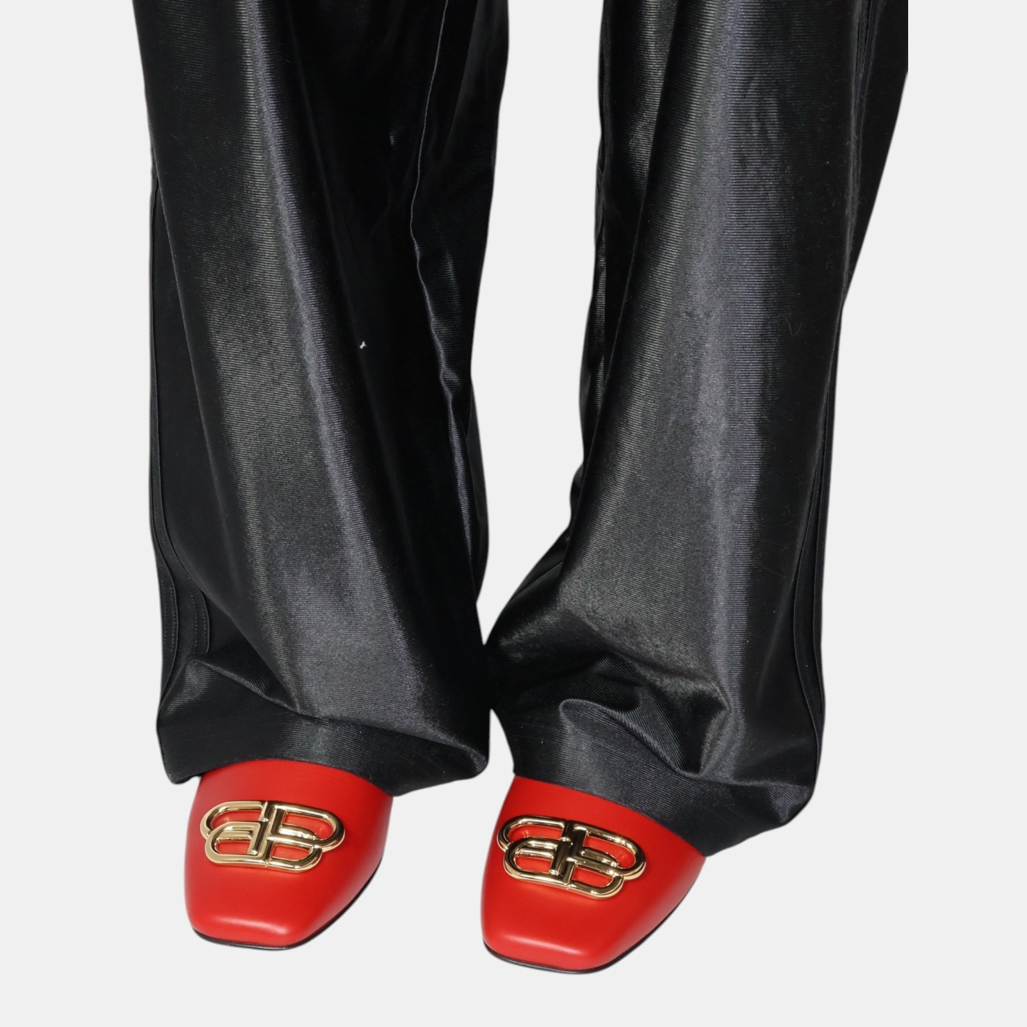 Balenciaga Red Leather BB Buckle Mules (EU37) - Brand New - Balenciaga - from the ss17 to aw21 archives