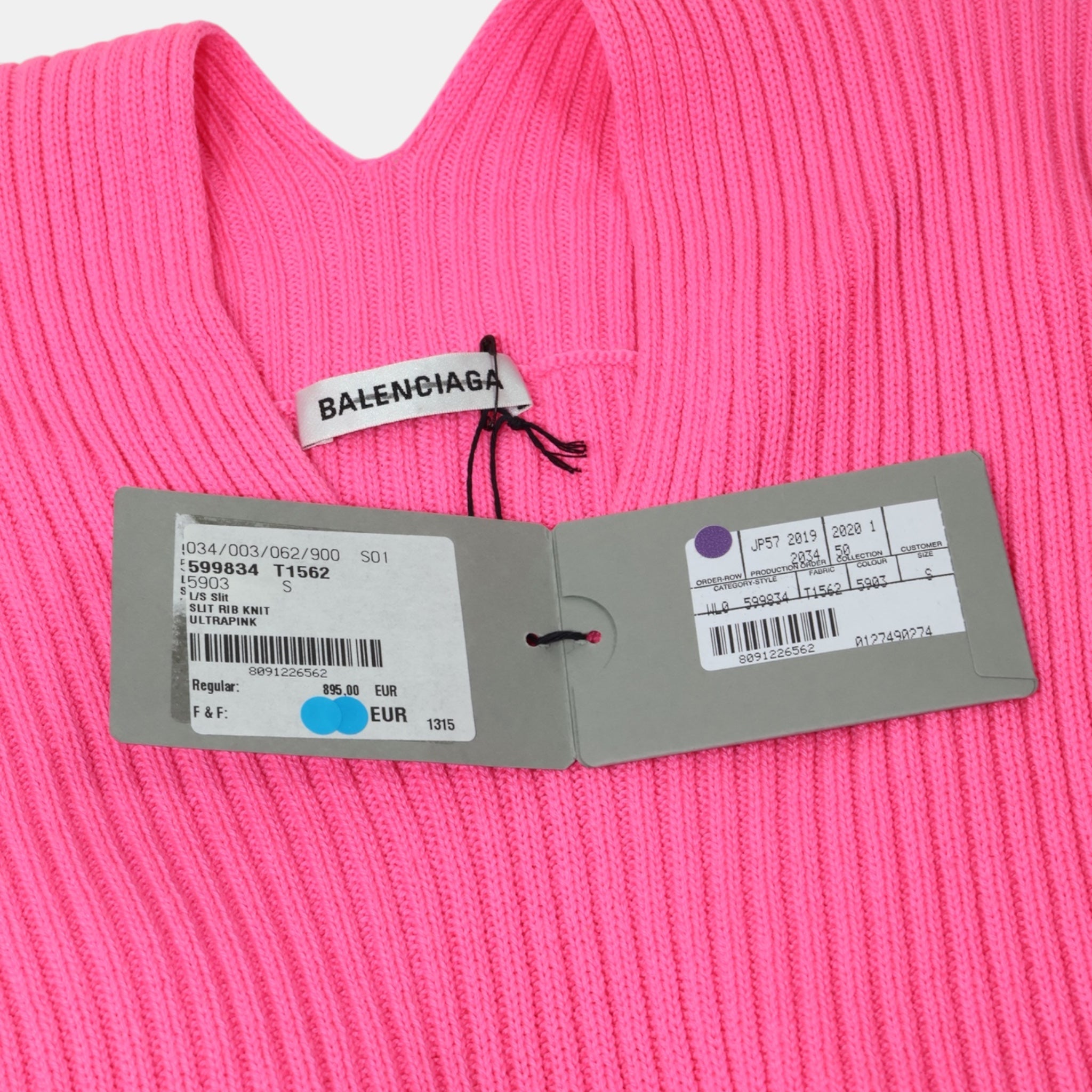Balenciaga Slit Rib Knit Ultrapink (S) - Brand New w/ Tags - Balenciaga - from the ss17 to aw21 archives