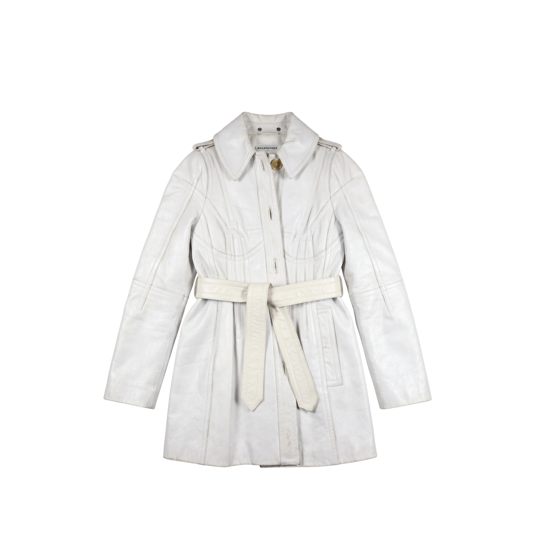 Balenciaga White Leather Corseted Jacket (F36) - Brand New - Balenciaga - from the ss17 to aw21 archives