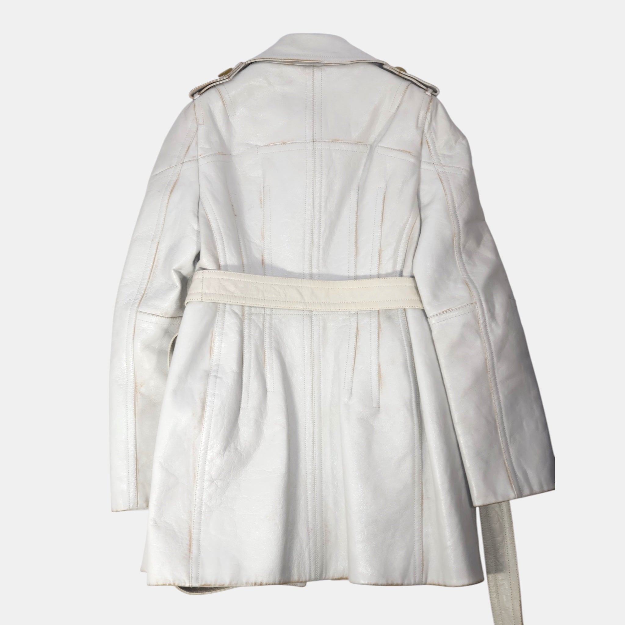 Balenciaga White Leather Corseted Jacket (F36) - Brand New - Balenciaga - from the ss17 to aw21 archives
