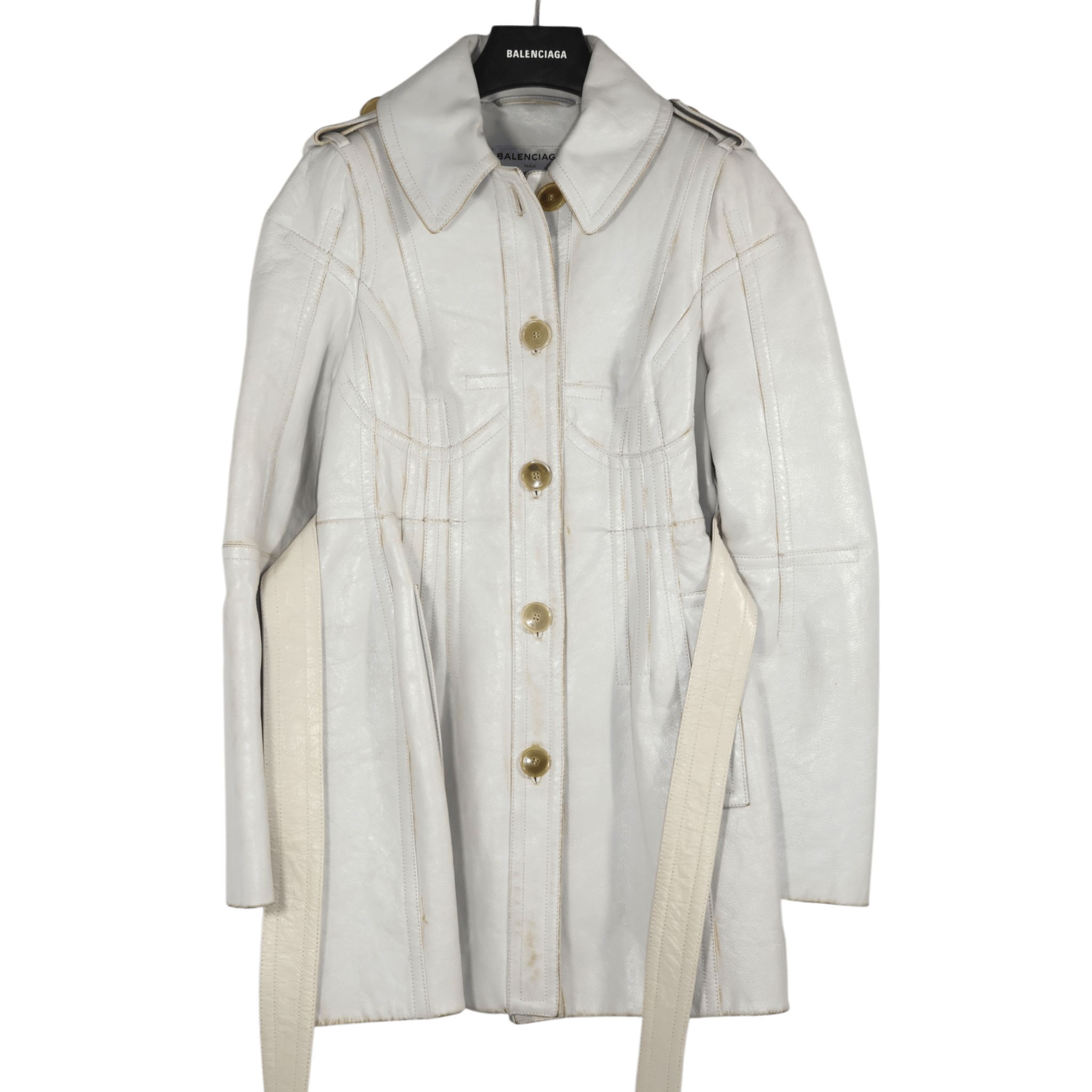Balenciaga White Leather Corseted Jacket (F36) - Brand New - Balenciaga - from the ss17 to aw21 archives