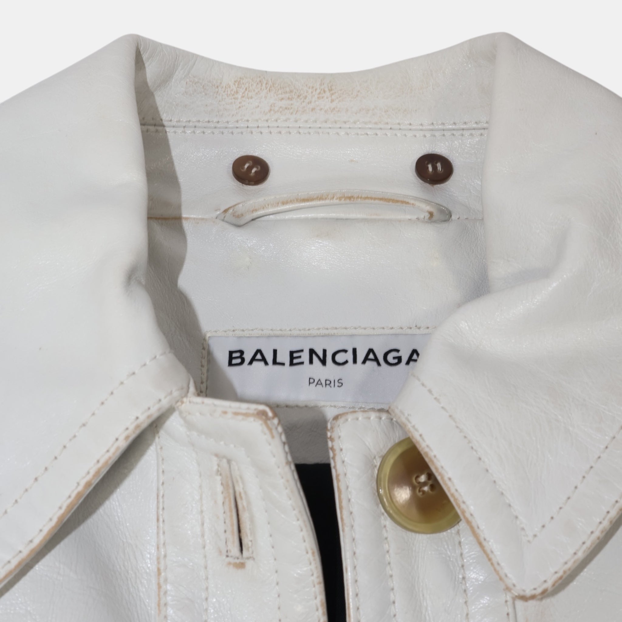 Balenciaga White Leather Corseted Jacket (F36) - Brand New - Balenciaga - from the ss17 to aw21 archives