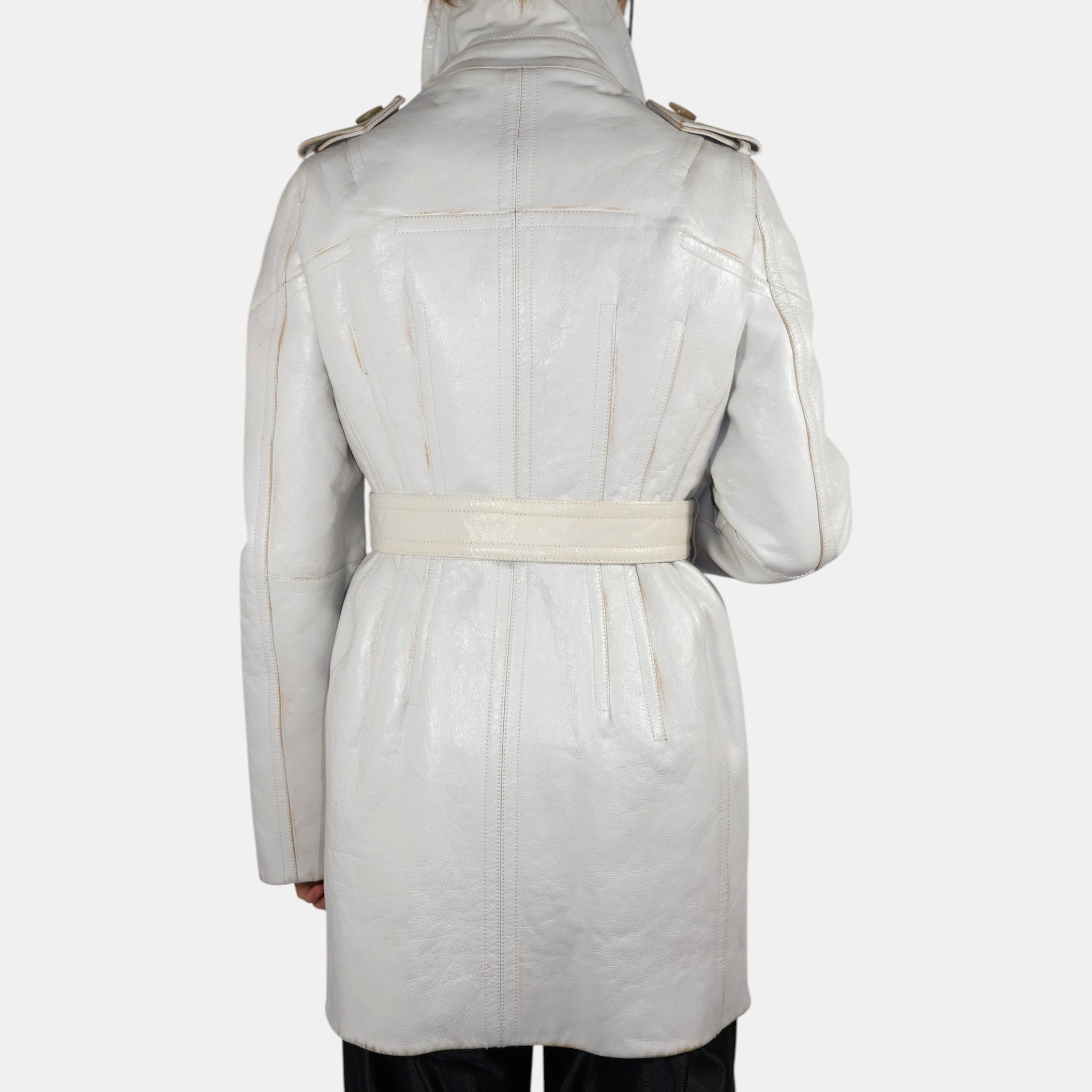 Balenciaga White Leather Corseted Jacket (F36) - Brand New - Balenciaga - from the ss17 to aw21 archives
