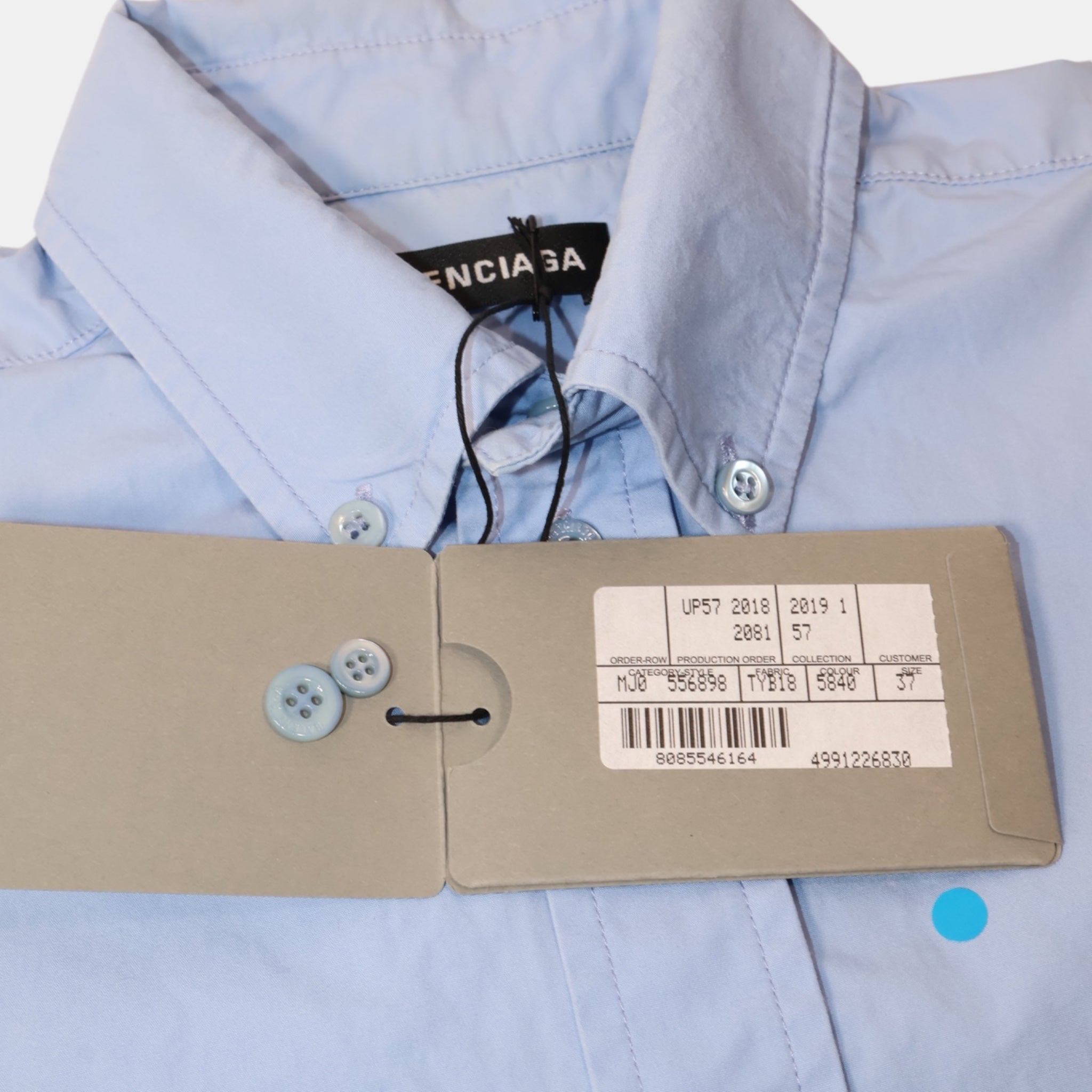 [Campaign] Balenciaga Blue Shrunk Shirt Washed Treatment (M37) - Brand New w/ Tags - Balenciaga - from the ss17 to aw21 archives