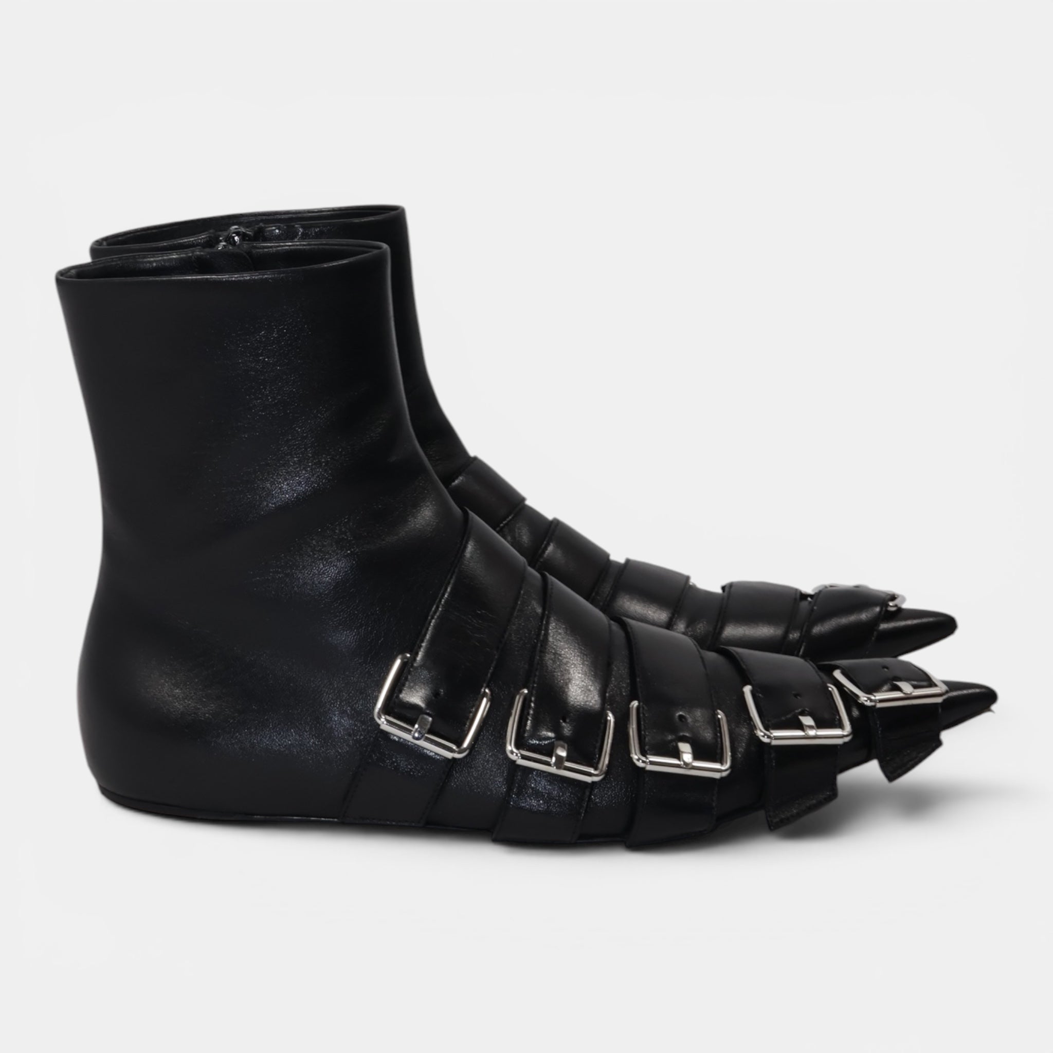 [Campaign] Balenciaga Fetish Pointy Buckles Soft Leather Boots (EU37) - Near Mint - Balenciaga - from the ss17 to aw21 archives