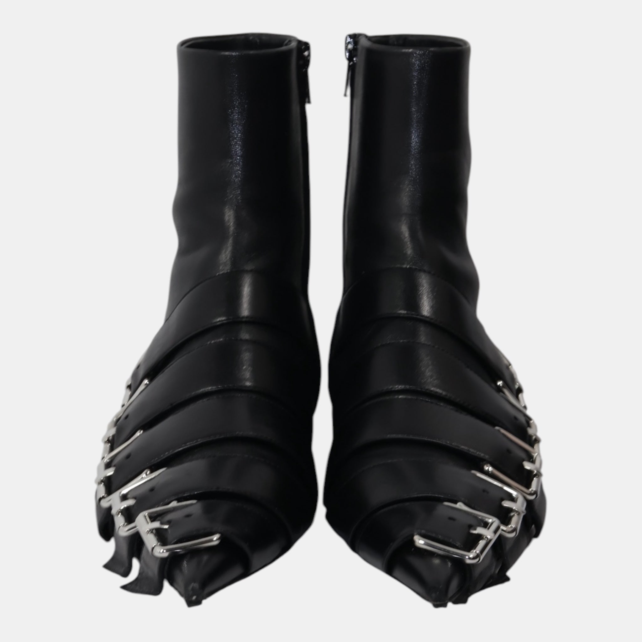 [Campaign] Balenciaga Fetish Pointy Buckles Soft Leather Boots (EU37) - Near Mint - Balenciaga - from the ss17 to aw21 archives