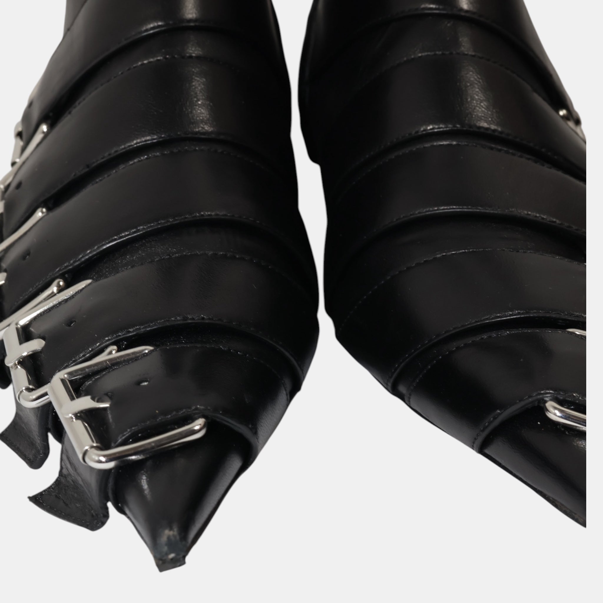 [Campaign] Balenciaga Fetish Pointy Buckles Soft Leather Boots (EU37) - Near Mint - Balenciaga - from the ss17 to aw21 archives